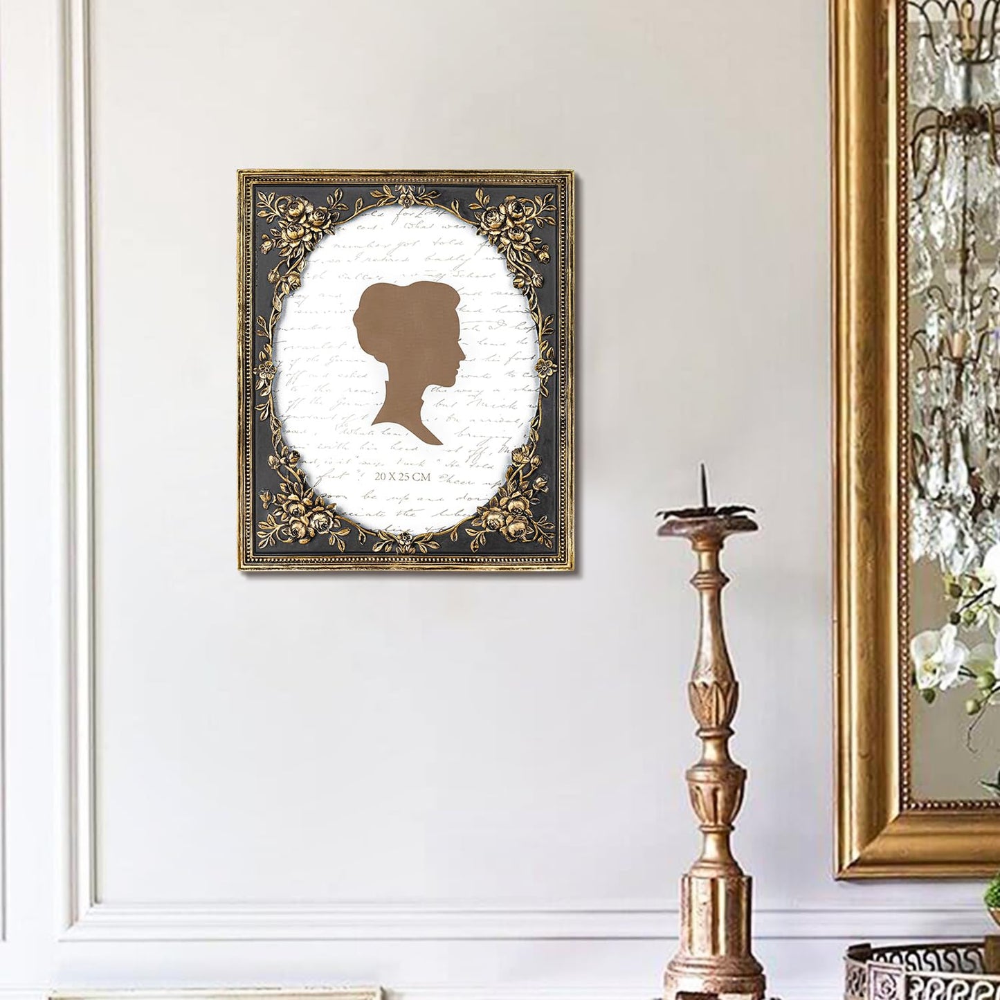 AELS 4x6 Inch Vintage Black Picture Frame, Elegant Antique Photo Frames with Glass Front, Photo Display, Tabletop Wall Hanging, Gift Ideas, Gold and Black