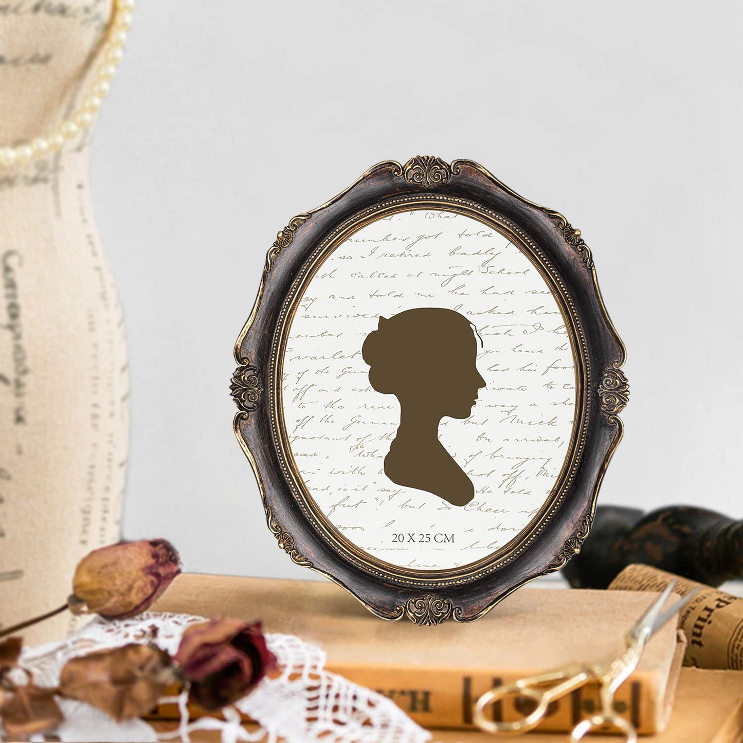 AELS 4x6 Inch Vintage Picture Frame, Elegant Antique Photo Frames with Glass Front, Photo Display, Tabletop Wall Hanging, Gift Ideas, Oval