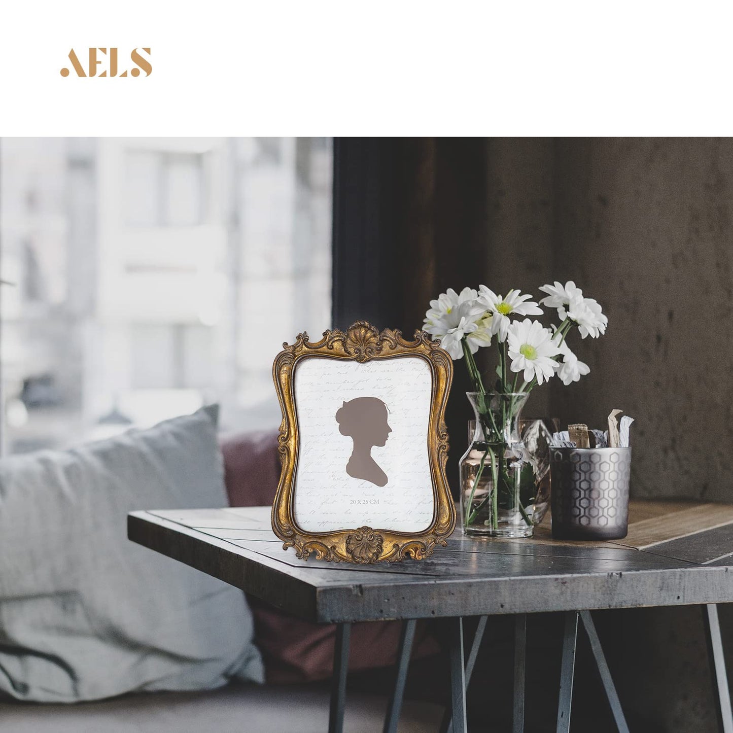 AELS 5x7 Inch Vintage Picture Frame, Elegant Antique Photo Frames with Glass Front, Photo Display, Tabletop Wall Hanging, Gift Ideas