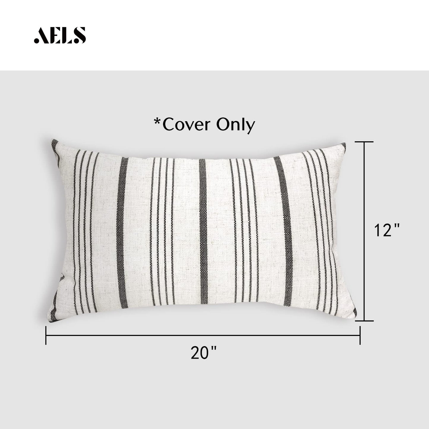 AELS 12x20 Decorative Farmhouse Throw Lumbar Pillow Covers, Modern Rectangle Pillow Case Cover, Set of 2 Light Brown Stripes Textured Linen Cushion Cover for Sofa Couch Bedroom Living Room(Cover ONLY)