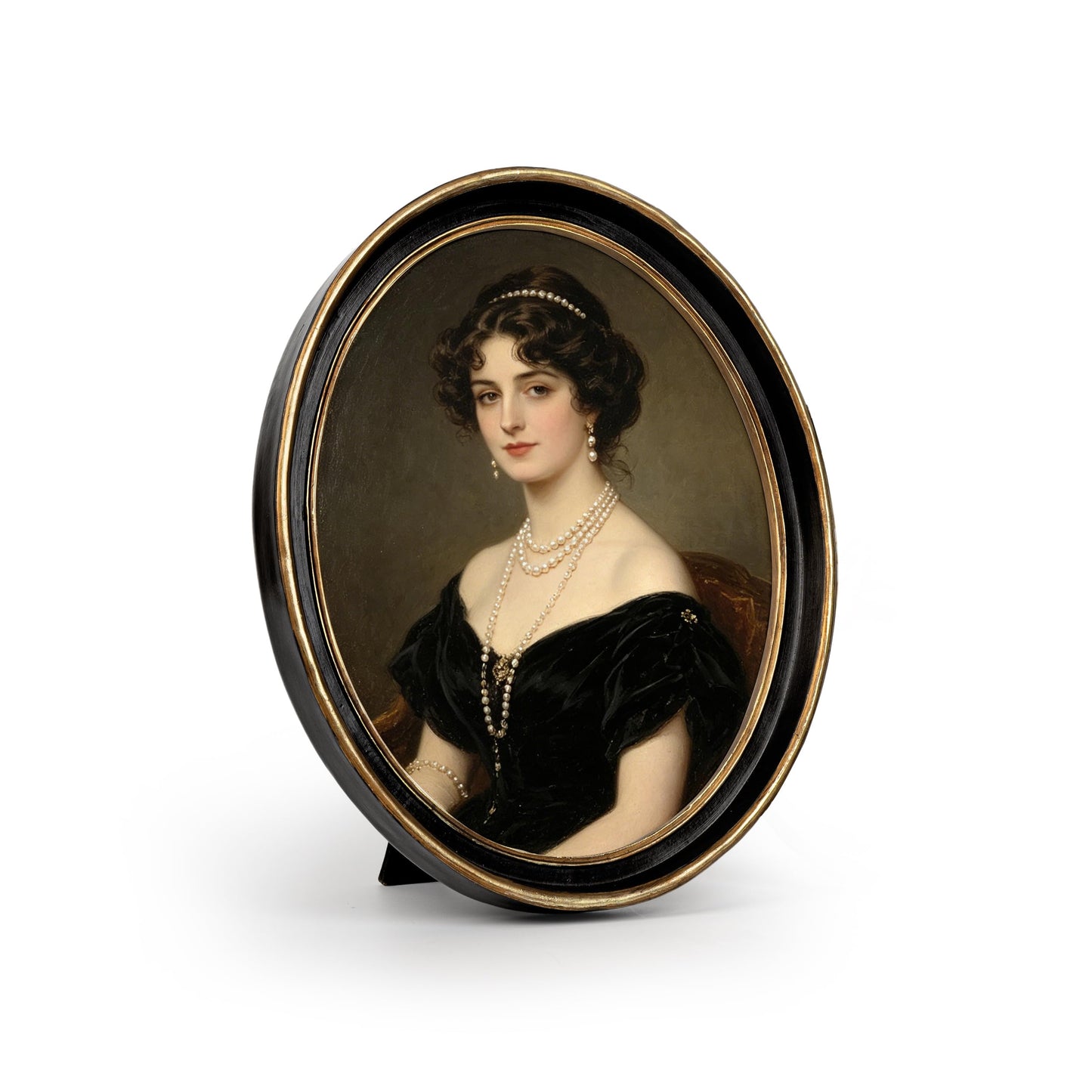 AELS 2.5x3.5 Inch Small Wallet Size Vintage Picture Frame, Elegant Antique Mini Photo Frames with Glass Front, Photo Display, Tabletop Wall Hanging, Gift Ideas, Black Oval with Gold Trim