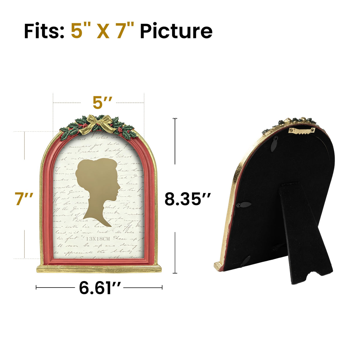 AELS 4x6 Inch Vintage Christmas Tree Picture Frames White Gold Bow