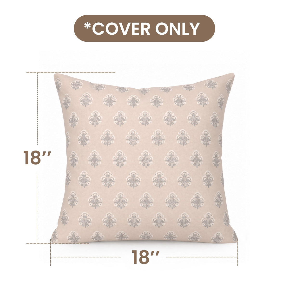 AELS 18x18 Decorative Farmhouse Throw Pillow Covers, Boho Floral Block Print Pillow Covers, Set of 2, Slate Blue Botanical Cushion Covers for Sofa Couch Bed Living Room Bedroom, Cover Only