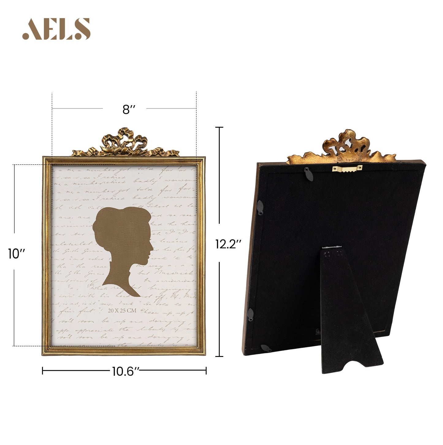 AELS 5x7 Inch Vintage Bow Picture Frame, Elegant Antique Oval Photo Frames with Glass Front, Photo Display, Tabletop Wall Hanging, Gift Ideas, Bronze