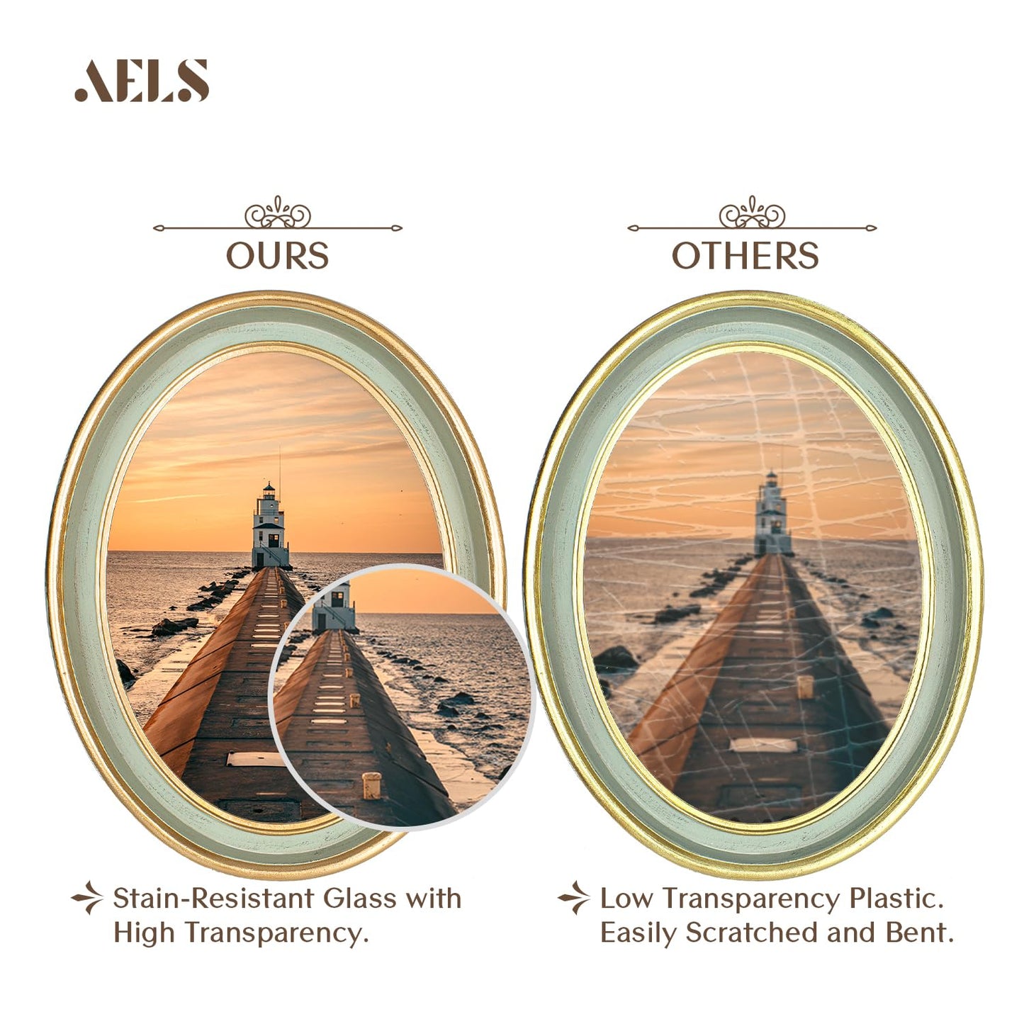 AELS 2.5x3.5 Inch Small Wallet Size Vintage Picture Frame, Elegant Antique Mini Photo Frames with Glass Front, Photo Display, Tabletop Wall Hanging, Gift Ideas, Black Oval with Gold Trim