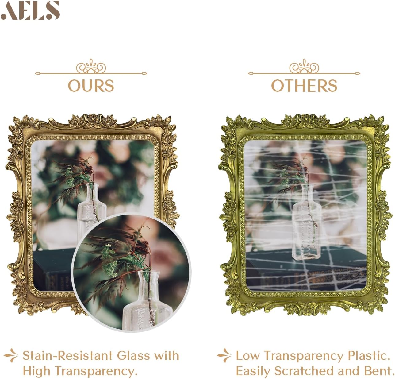 AELS 8x10 Inch Vintage Picture Frame, Elegant Luxury Antique Photo Frames with Glass Front, Photo Display, Tabletop Wall Hanging, Gift Ideas, Bronze