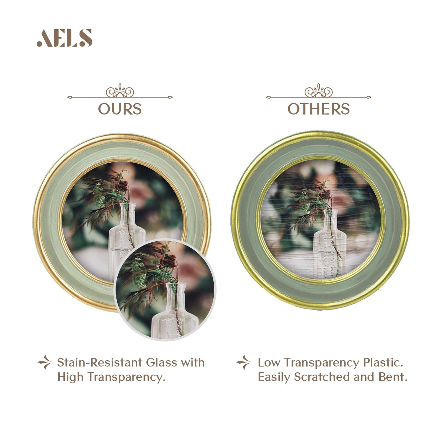 AELS 2.5x3.5 Inch Small Wallet Size Vintage Picture Frame, Elegant Antique Mini Photo Frames with Glass Front, Photo Display, Tabletop Wall Hanging, Gift Ideas, Black Oval with Gold Trim