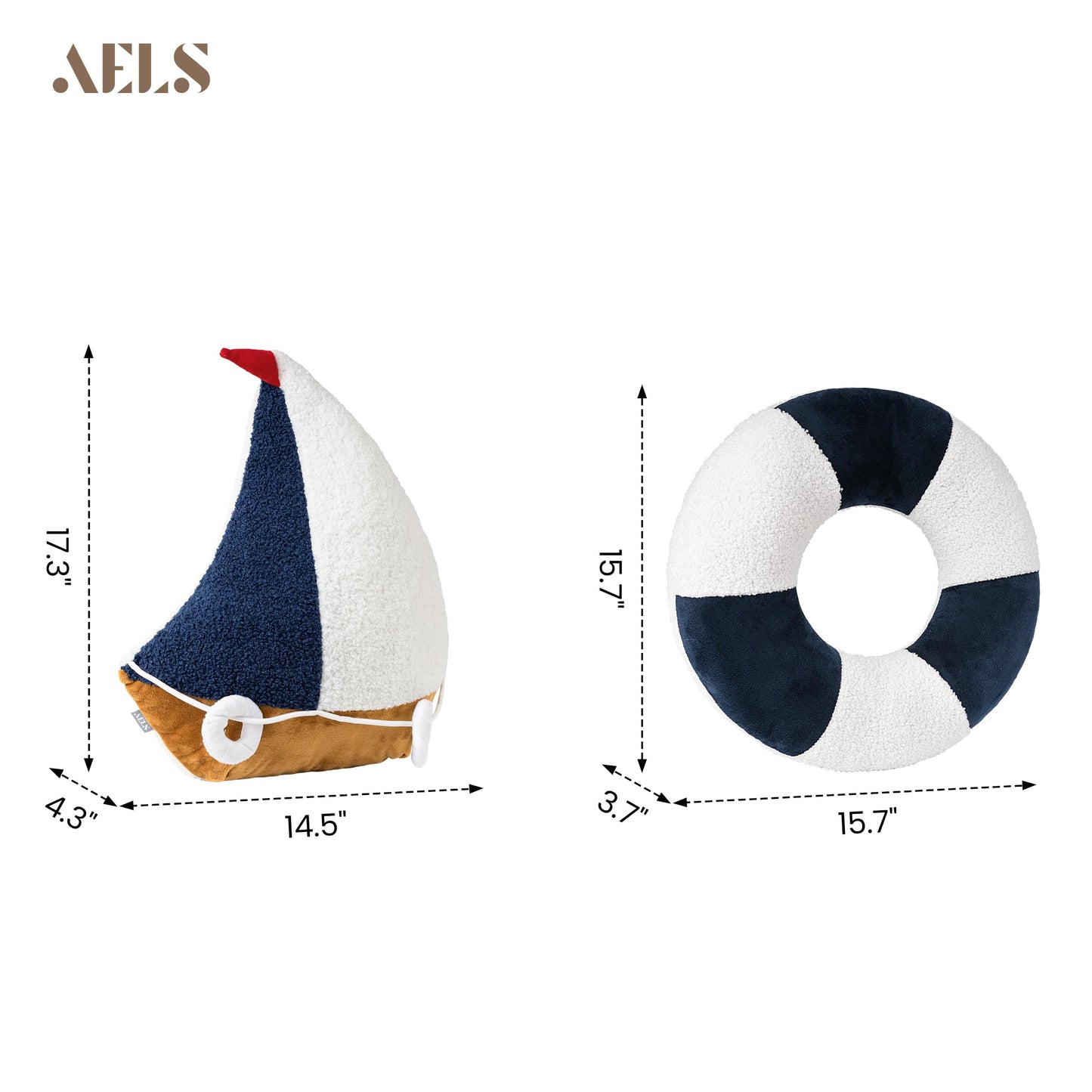 AELS 3D Anchor & Lifebuoy Nautical Decorative Throw Pillows, 19.6"& 15.7" Set of 2, Coastal Decor for Beach Enthusiasts Beach House, Sofa Couch Living Room Bedroom and Nursery, Navy Blue and White