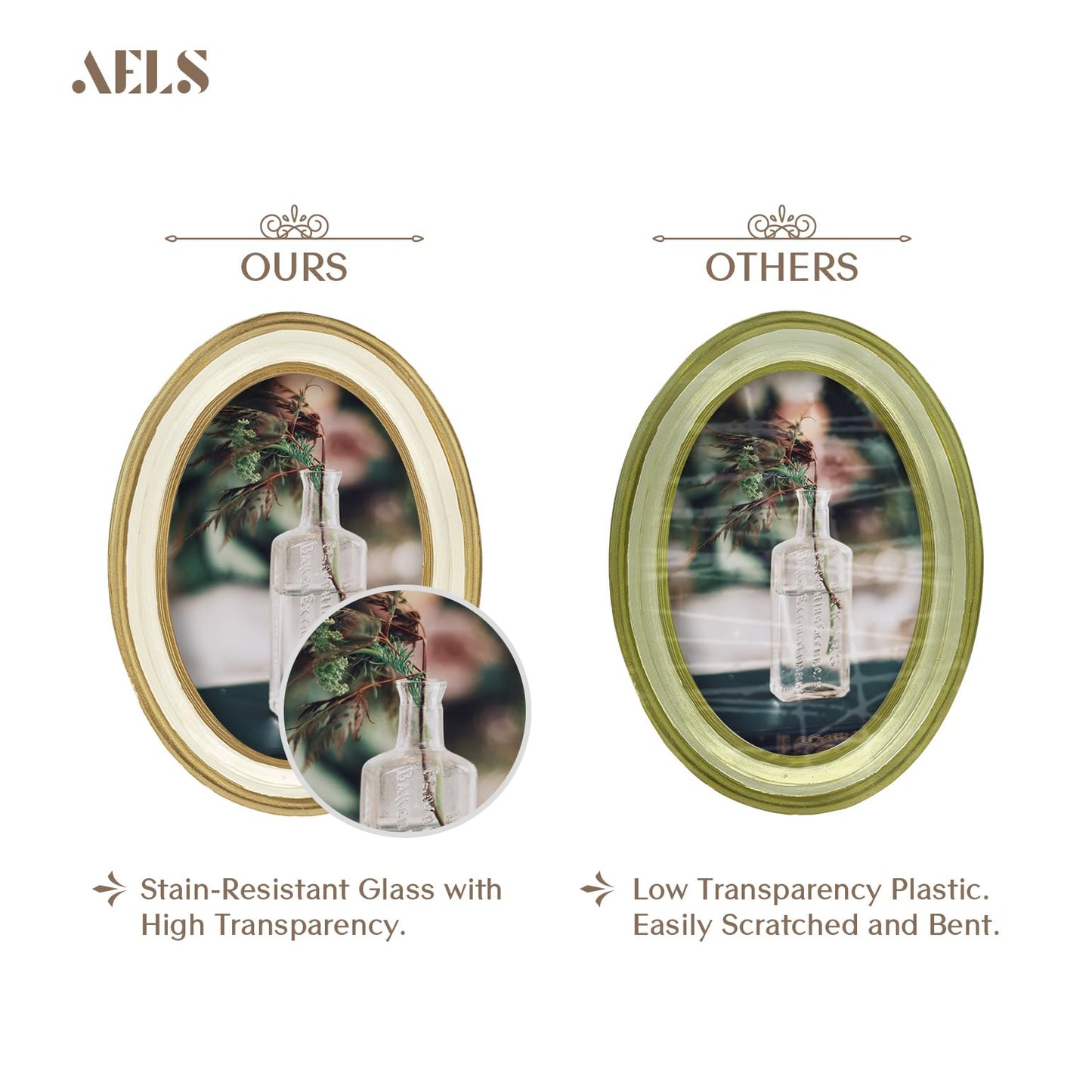 AELS 2.5x3.5 Inch Small Wallet Size Vintage Picture Frame, Elegant Antique Mini Photo Frames with Glass Front, Photo Display, Tabletop Wall Hanging, Gift Ideas, Black Oval with Gold Trim