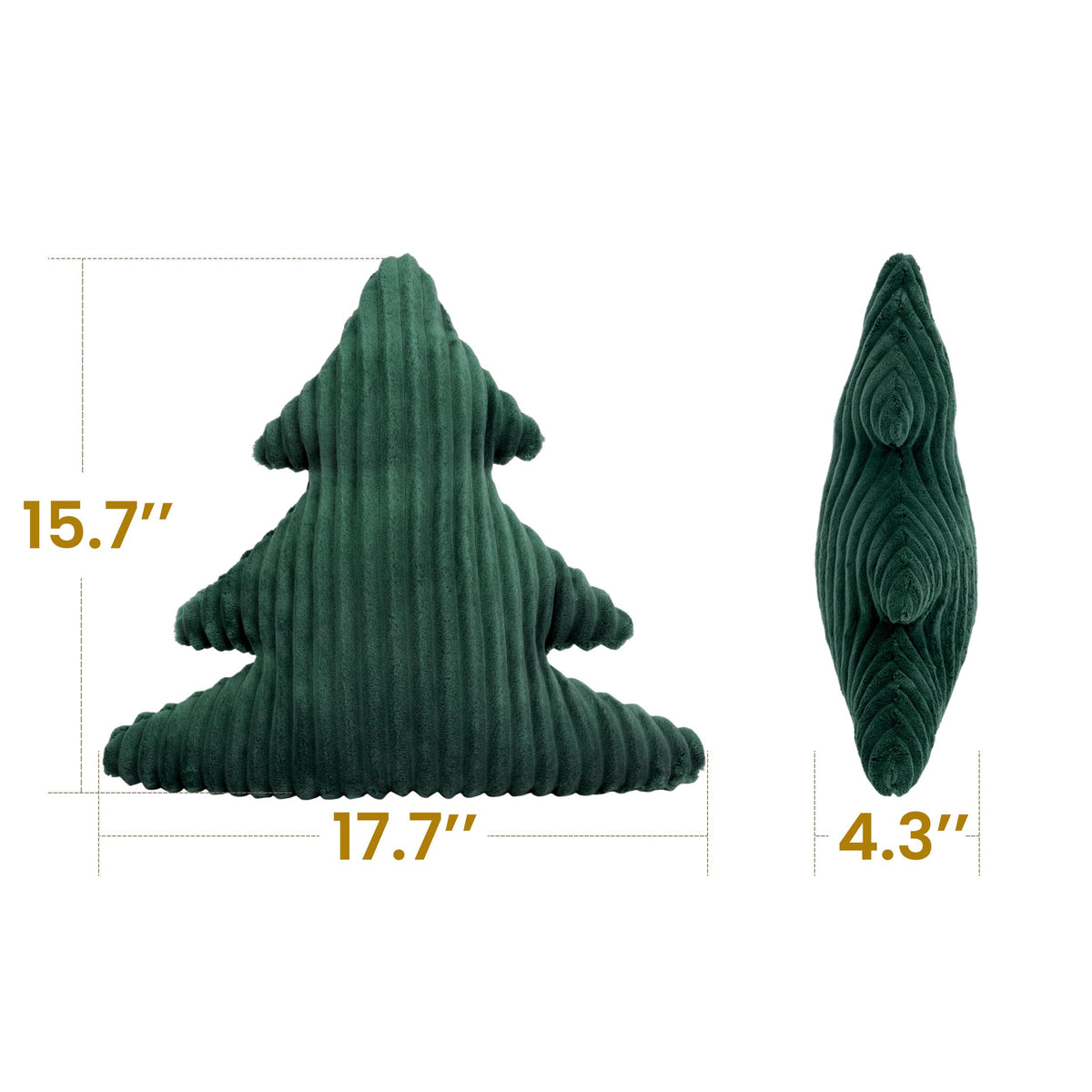 AELS Faux Fur Christmas Tree Decorative Pillow Set of 3, Forest Green Series