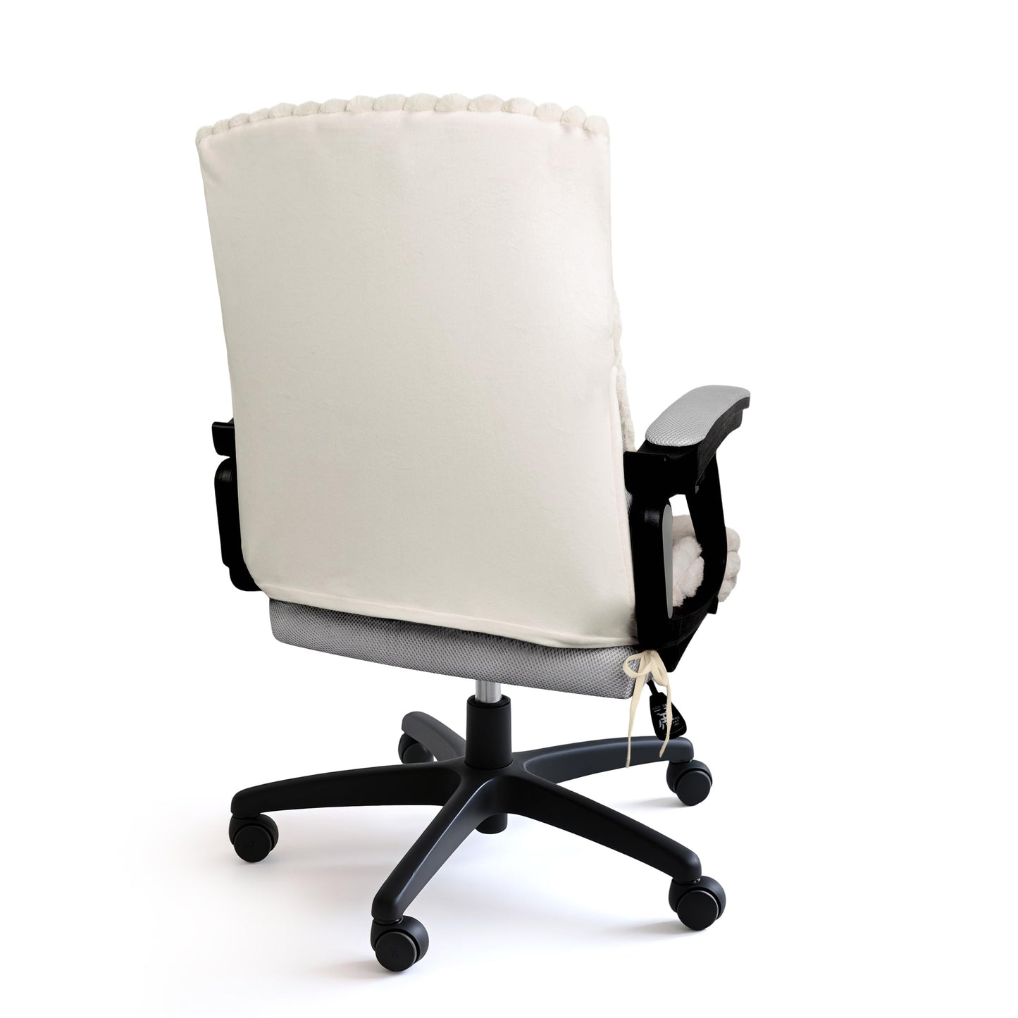 AELS Faux Fur Striped Office Chair Cover, Desk Chair Cover Computer Office Chair Covers - Fits Desk Chair/Armchair, Soft Breathable Fabric - Washable & Removable for Home & Office, Cream White