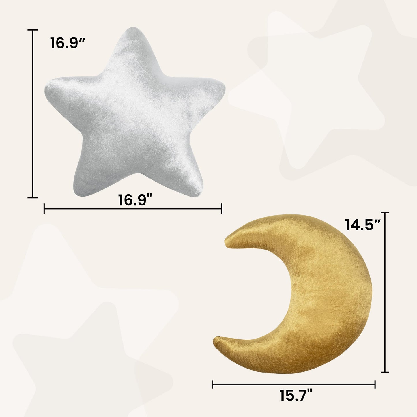 AELS Star Pillow - 19.6" Soft Velvet Star Shaped Decorative Throw Pillow for Couch, Bed, Living Room, Nursery, Home Decor Gift for Christmas, Birthday, Baby Shower, Gold