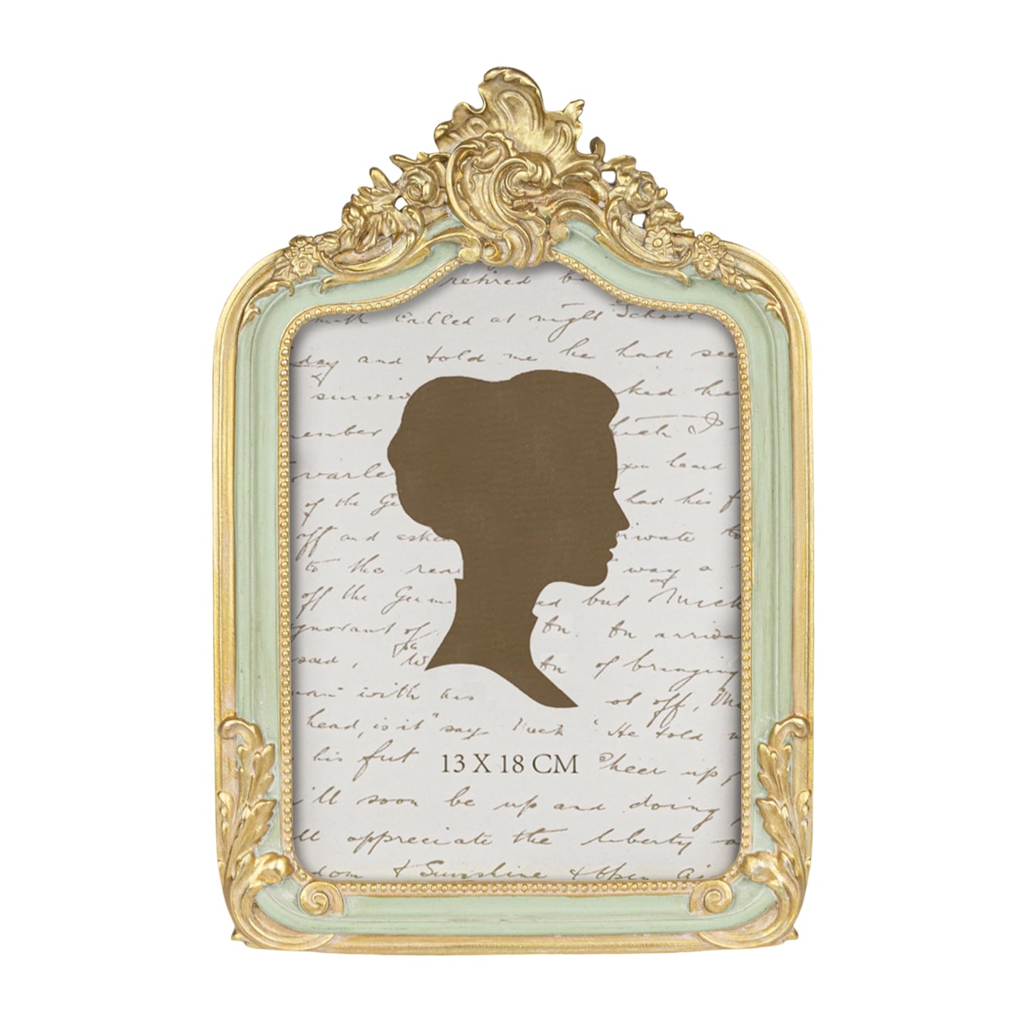 AELS 5x7 Inch Vintage Picture Frame, Elegant Antique Photo Frames with Glass Front, Photo Display, Tabletop Wall Hanging, Gift Ideas, Gold and Sage Green