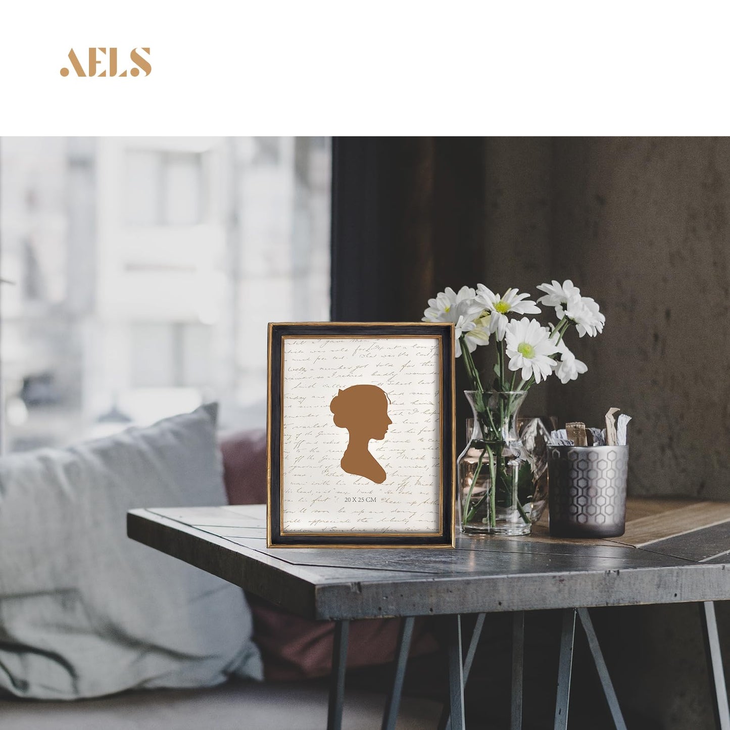 AELS 8x10 Inch Vintage Picture Frame, Elegant Antique Photo Frames with Glass Front, Photo Display, Tabletop Wall Hanging, Gift Ideas, Teal Blue with Gold Trim