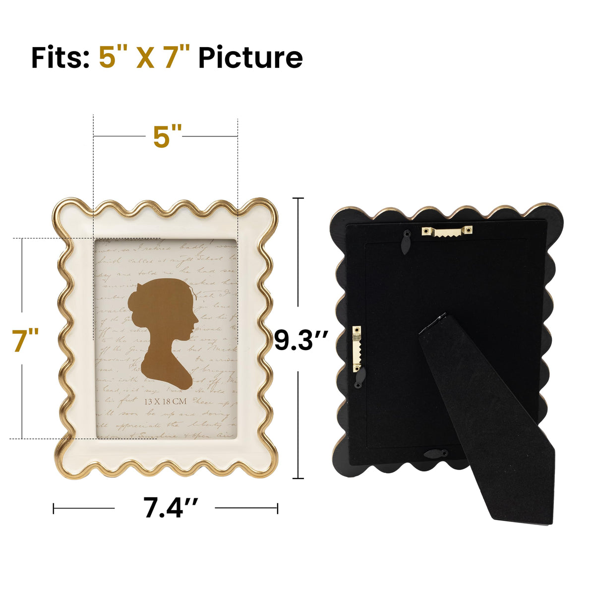 AELS 4x6 Inch Vintage Scalloped Picture Frame, Mid Century Modern Antique Photo Frames with Glass Front, Photo Display, Tabletop Wall Hanging, Gift Ideas, Dark Walnut