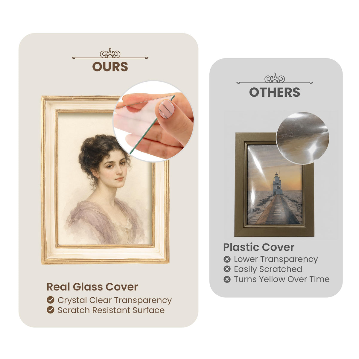 AELS 4x6 Inch Vintage Picture Frame, Elegant Luxury Antique Photo Frames with Glass Front, Photo Display, Tabletop Wall Hanging, Gift Ideas, Pearl Pattern