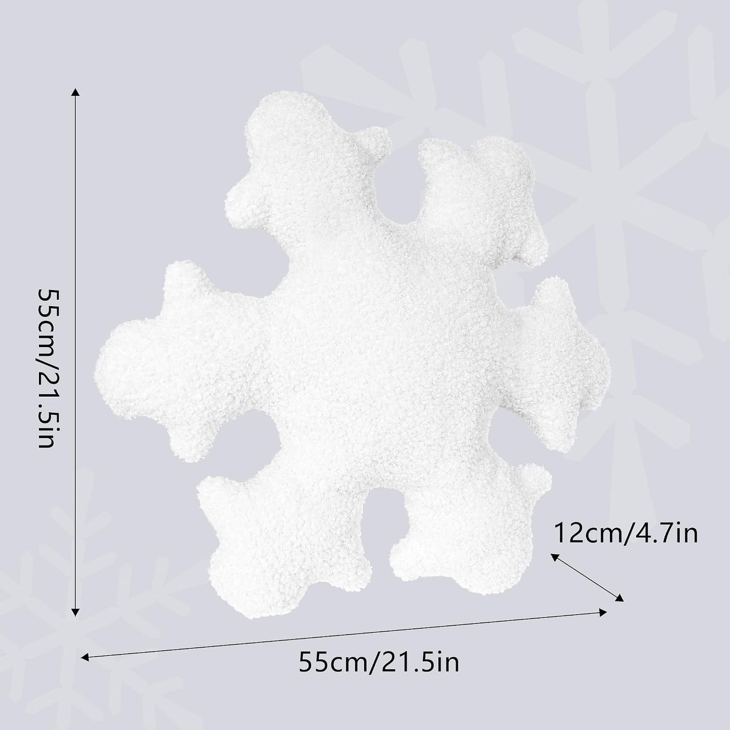 AELS 21.6 Inches 3D Snowflake Christmas Decorative Throw Pillow, Cute Winter Faux Fur Plush Throw Pillow, Living Room Bedroom Nursery Decor, White Christmas Decoration, Snow White