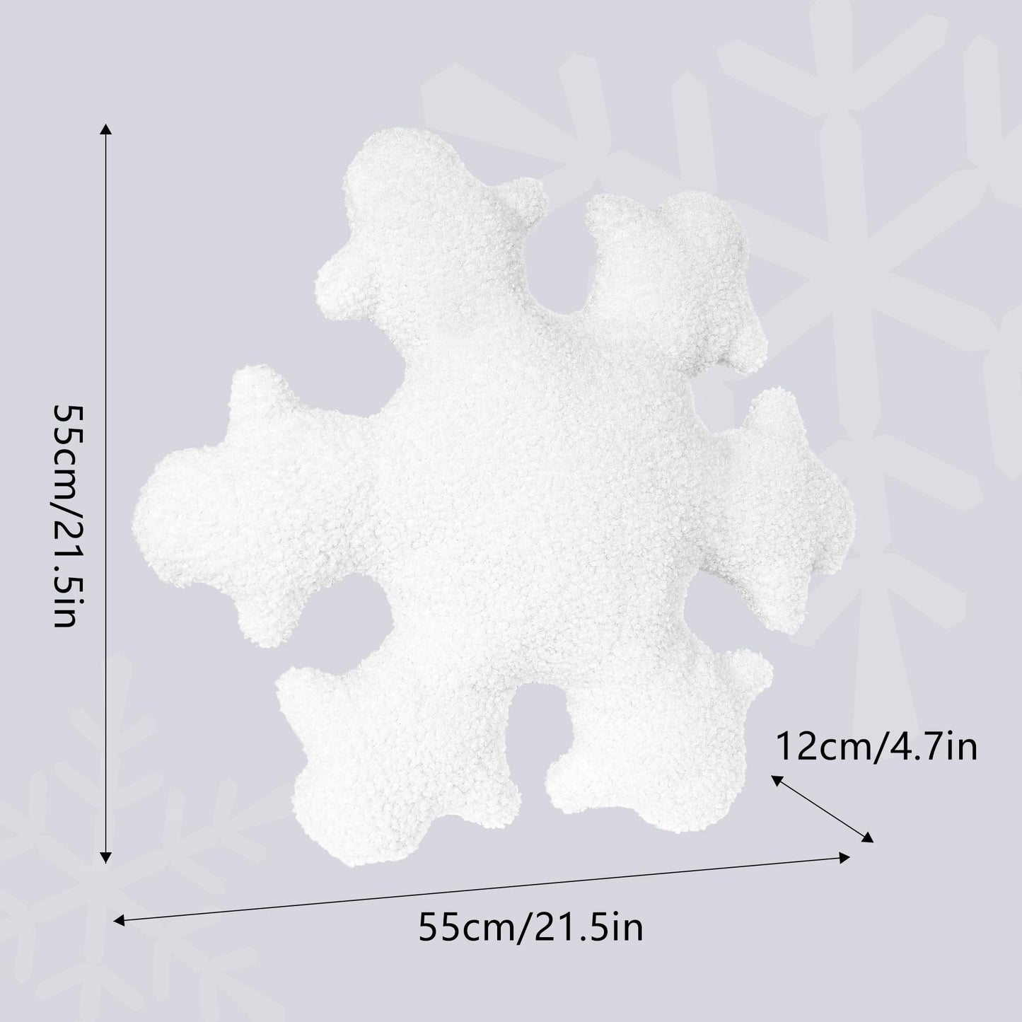AELS 21.6 Inches Tufted 3D Snowflake Christmas Decorative Throw Pillow, Cute Winter Plush Throw Pillow, Living Room Bedroom Nursery Decor, Christmas Decoration