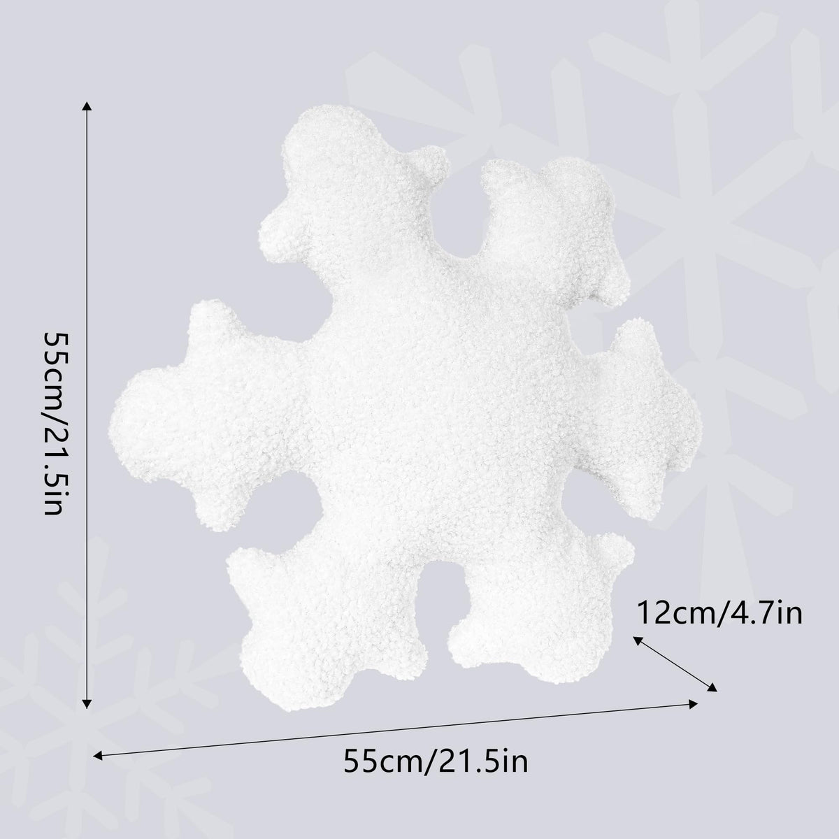 AELS Set of 2 Snowflake Christmas Faux Fur Decorative Throw Pillows, White