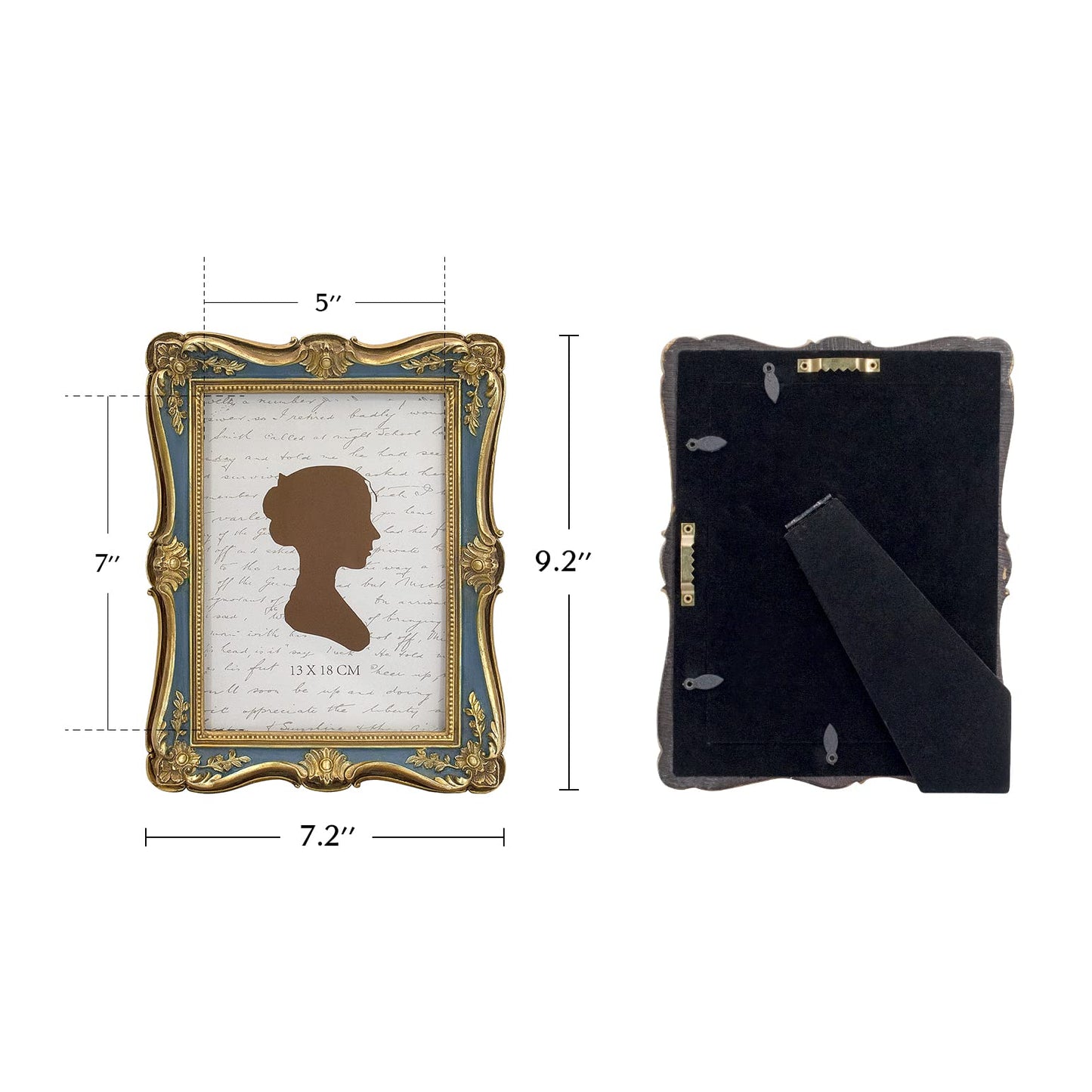AELS 4x6 Inch Vintage Picture Frame, Elegant Antique Photo Frames with Glass Front, Photo Display, Tabletop Wall Hanging, Gift Ideas, Gold and Green