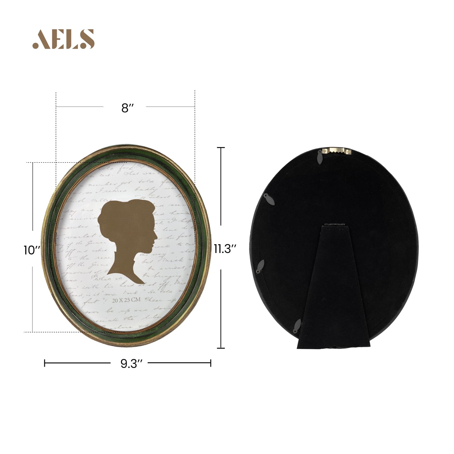 AELS 2.5x3.5 Inch Small Wallet Size Vintage Picture Frame, Elegant Antique Mini Photo Frames with Glass Front, Photo Display, Tabletop Wall Hanging, Gift Ideas, Black Oval with Gold Trim