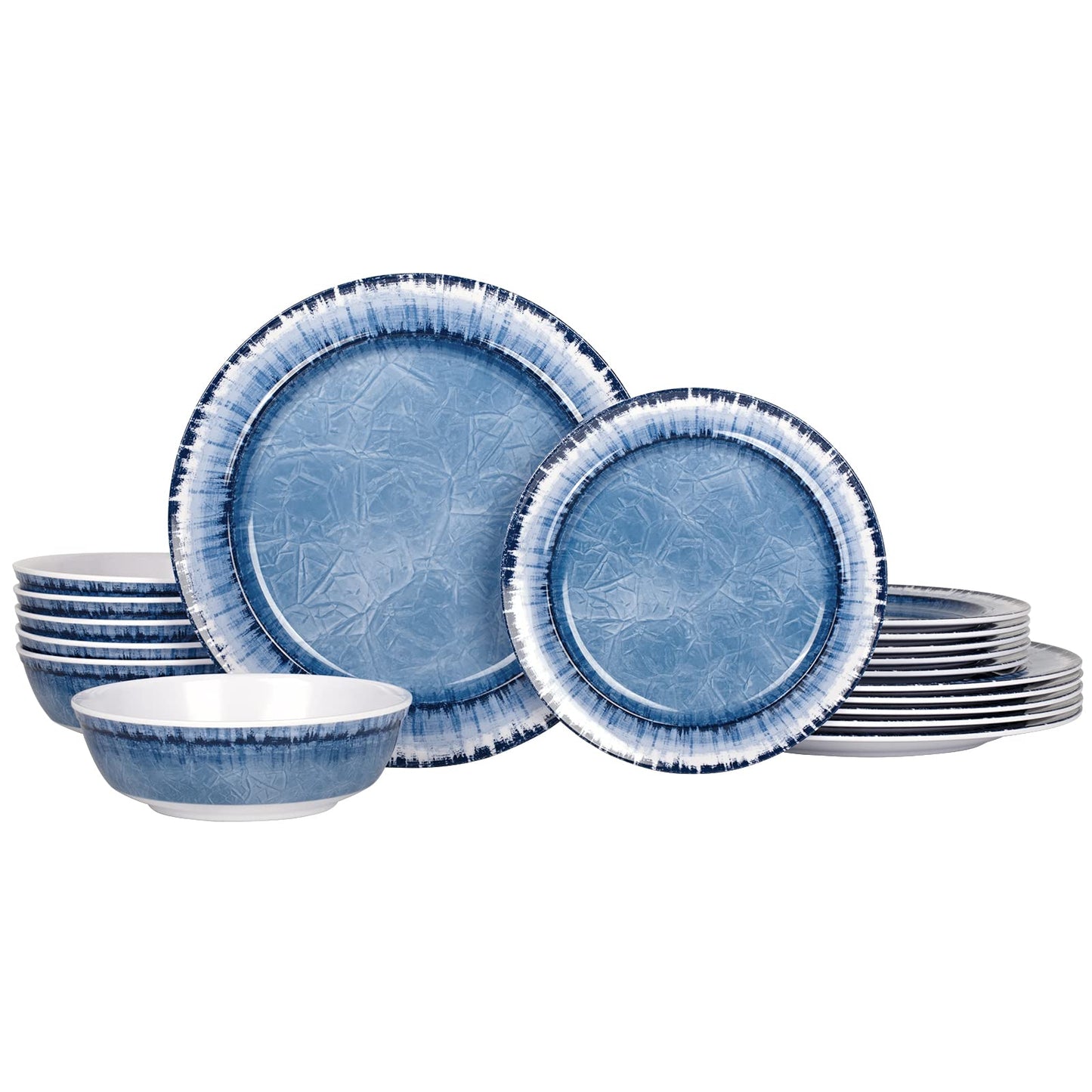 AELS Melamine Dinnerware Set of 12 Pcs Dinner Dishes Set for Indoor and Outdoor Use, Dishwasher Safe, Lightweight Unbreakable, BPA Free, Light Blue