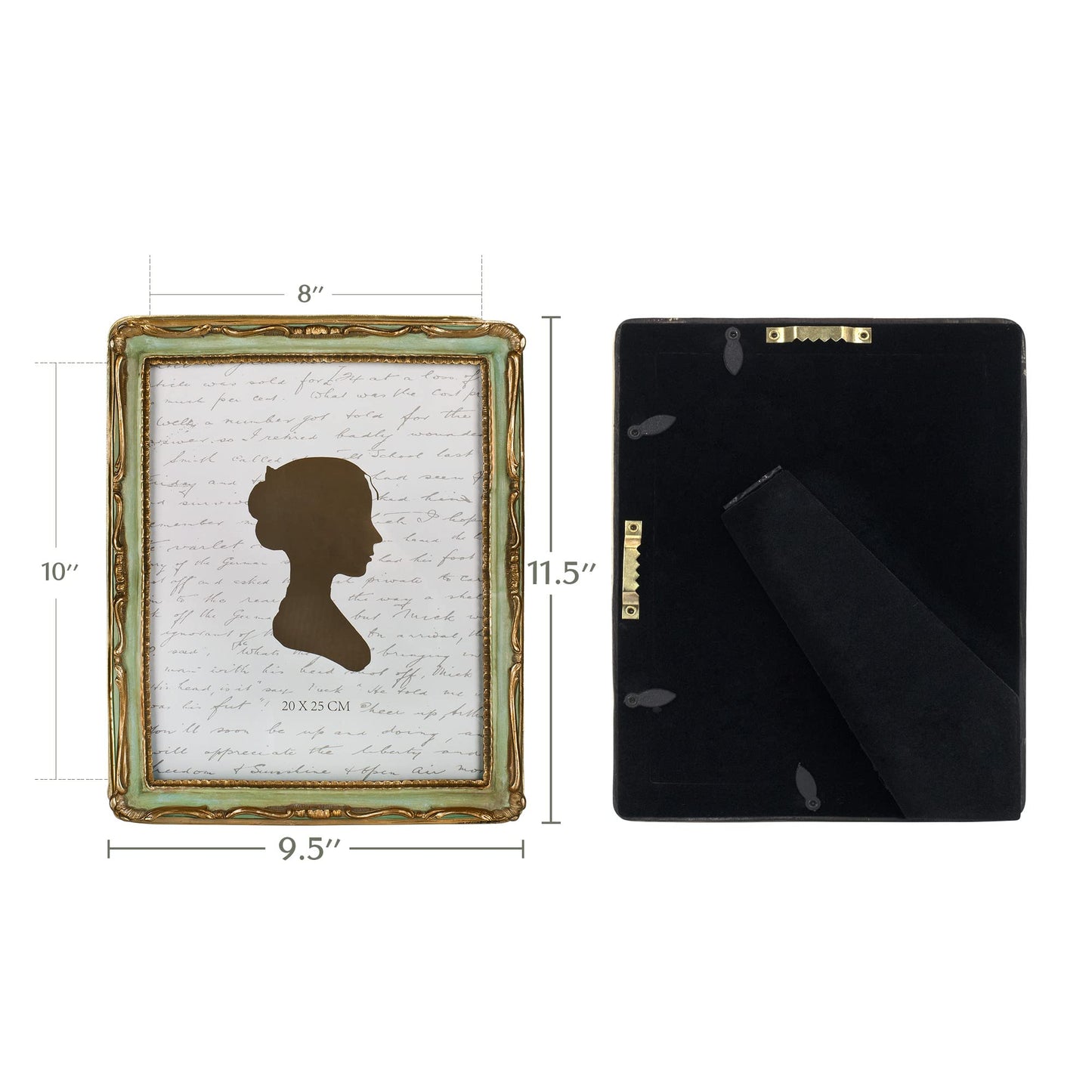 AELS 4x4 Inch Vintage Picture Frame, Elegant Antique Square Photo Frames with Glass Front, Photo Display, Tabletop Wall Hanging, Gift Ideas, Gold and Green