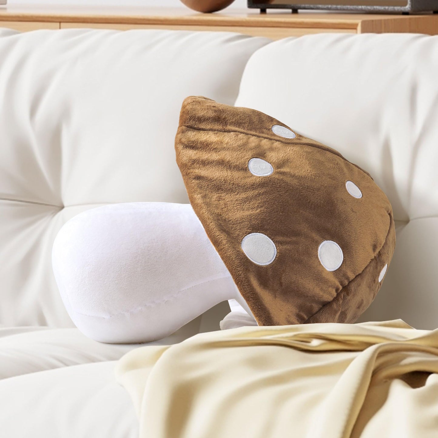 AELS 15.35 Inches Mushroom Pillow, Cute 3D Polka Dot Mushroom Plush, Decorative Throw Pillow for Lover Sofa Couch Living Room Bedroom Decor, Red