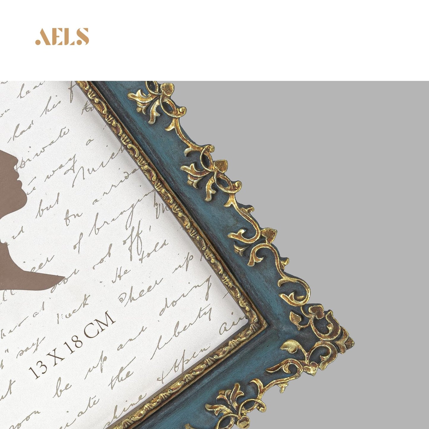AELS 4x6 Inch Vintage Picture Frame, Elegant Antique Photo Frames with Glass Front, Photo Display, Tabletop Wall Hanging, Gift Ideas, Vine Pattern, Silver & Light Blue