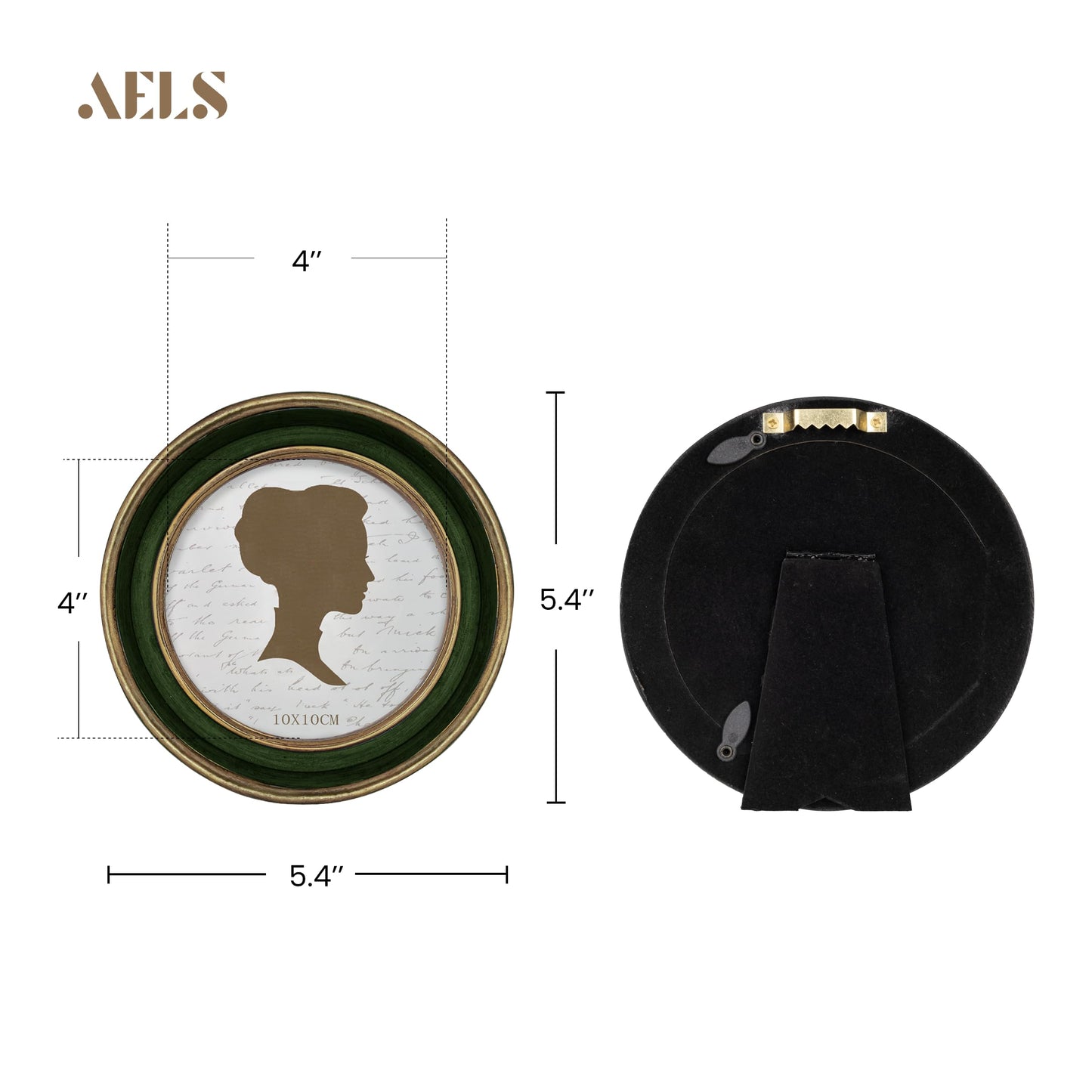 AELS 2.5x3.5 Inch Small Wallet Size Vintage Picture Frame, Elegant Antique Mini Photo Frames with Glass Front, Photo Display, Tabletop Wall Hanging, Gift Ideas, Black Oval with Gold Trim
