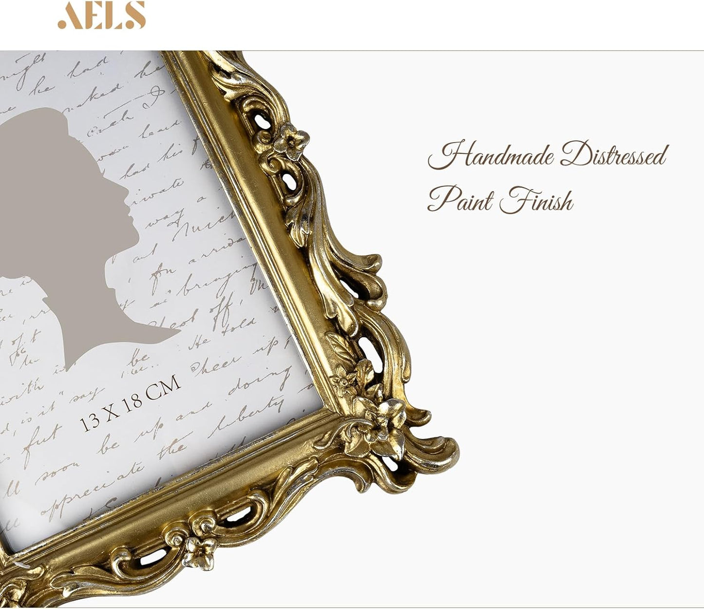 AELS Vintage Picture Frame, Elegant Antique Photo Frames with Glass Front, Photo Display, Tabletop Wall Hanging, Gift Ideas, White Waves (4X6 inch)