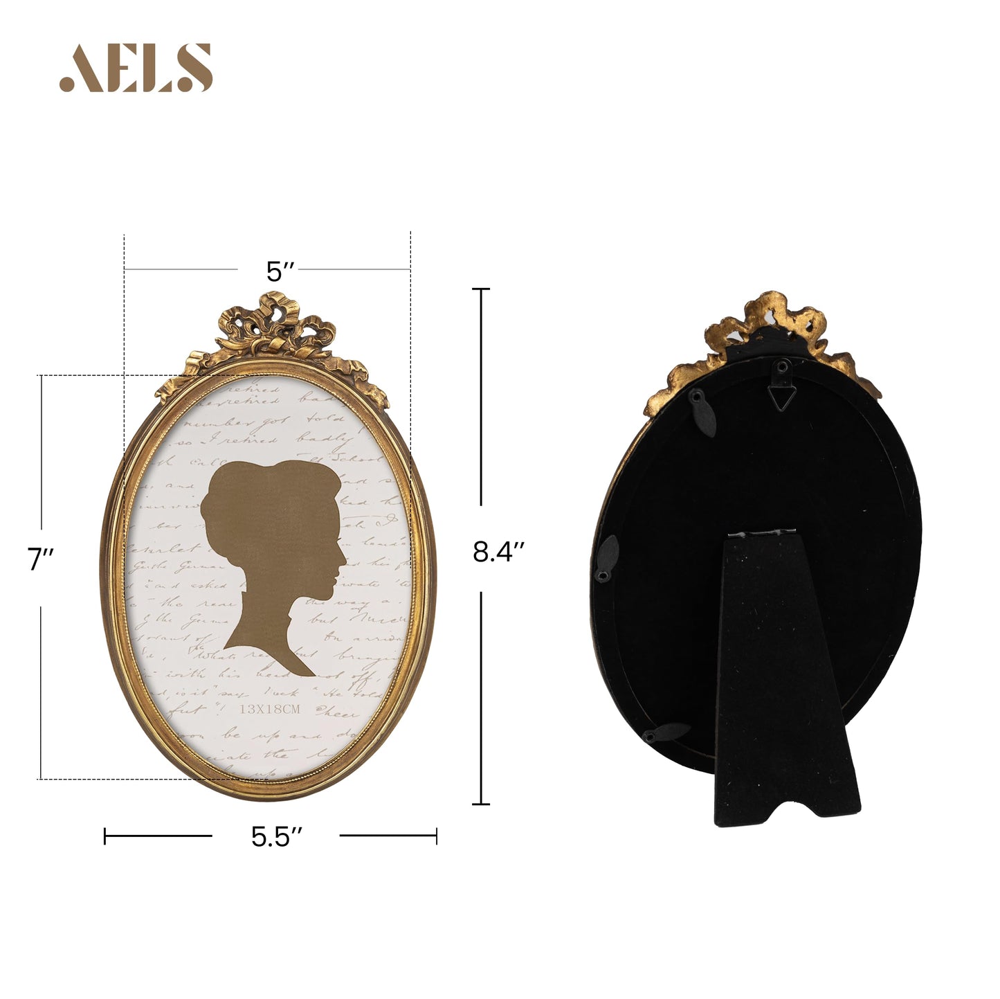 AELS 5x7 Inch Vintage Bow Picture Frame, Elegant Antique Oval Photo Frames with Glass Front, Photo Display, Tabletop Wall Hanging, Gift Ideas, Bronze