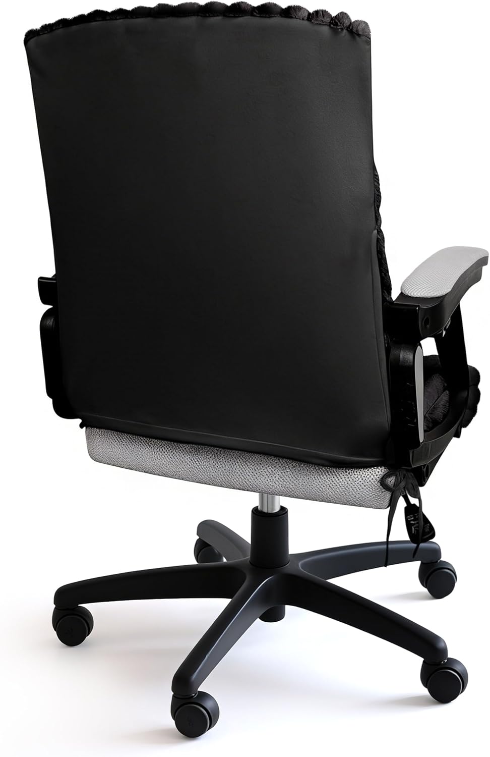 AELS Faux Fur Striped Office Chair Cover, Desk Chair Cover Computer Office Chair Covers - Fits Desk Chair/Armchair, Soft Breathable Fabric - Washable & Removable for Home & Office, Cream White