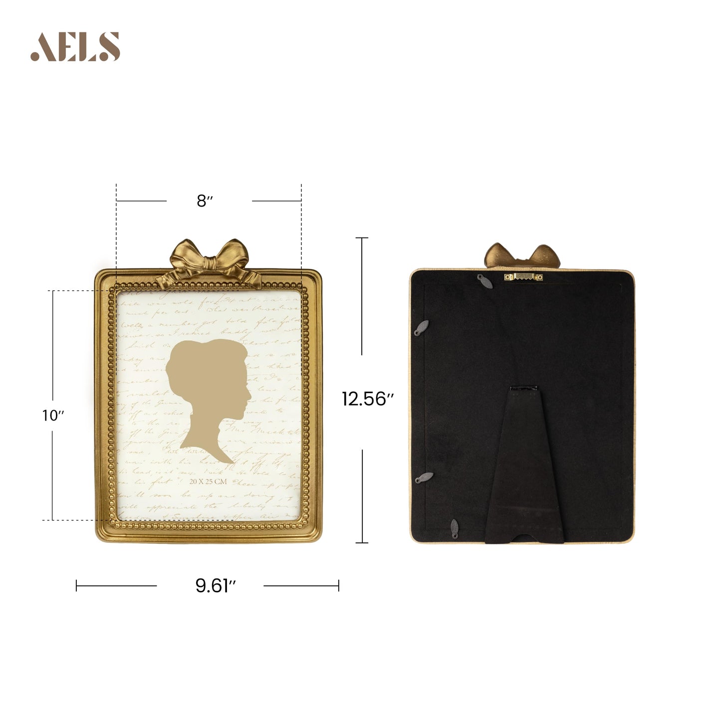 AELS 4x4 Inch Heart Shaped Vintage Picture Frame, Elegant Antique Bow Photo Frames with Glass Front, Photo Display, Tabletop Wall Hanging, Gift Ideas, Golden Bronze