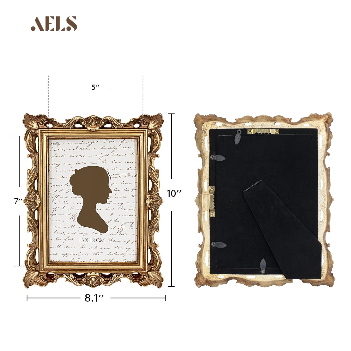 AELS 4x6 Inch Vintage Picture Frame, Elegant Antique Photo Frames with Glass Front, Photo Display, Tabletop Wall Hanging, Gift Ideas