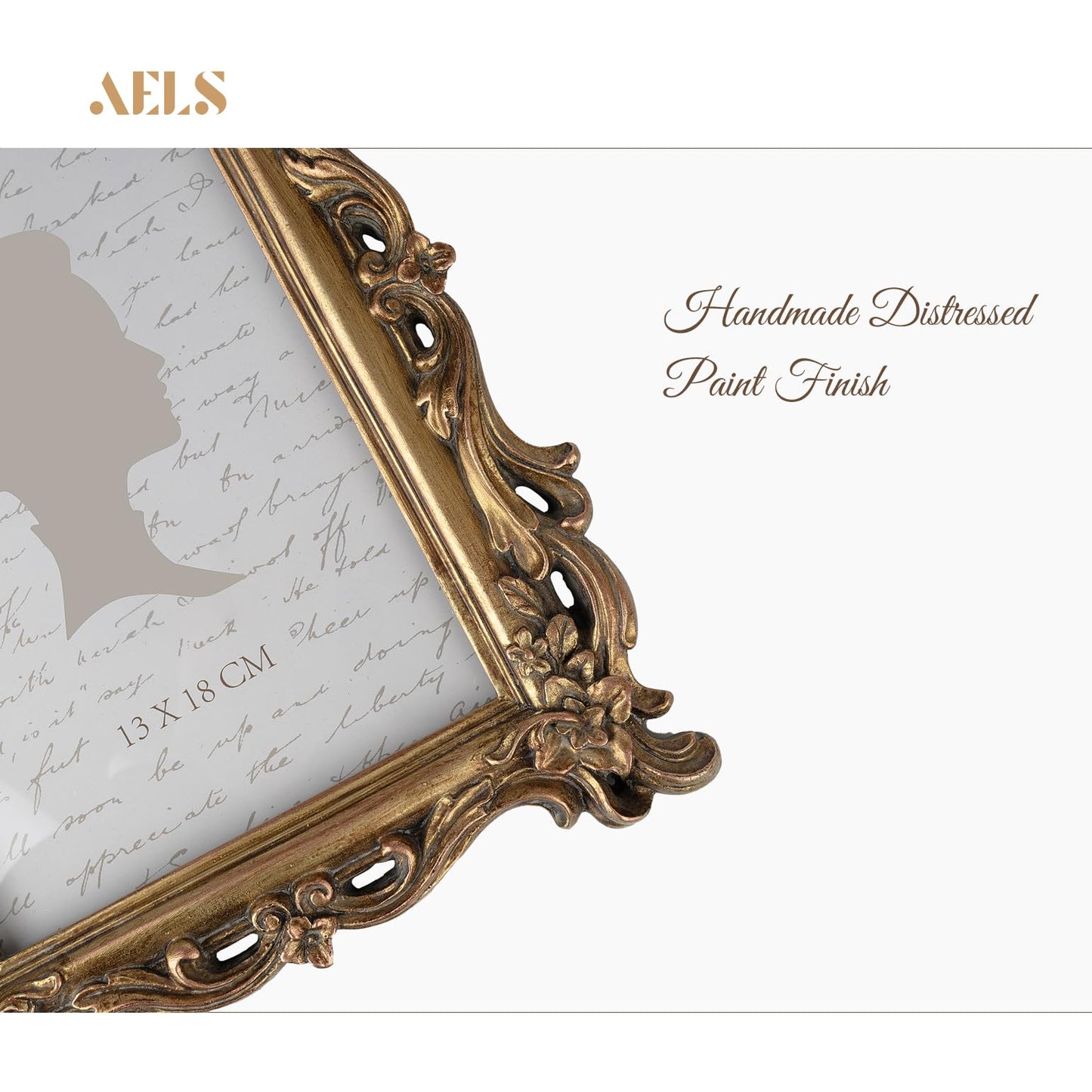 AELS Vintage Picture Frame, Elegant Antique Photo Frames with Glass Front, Photo Display, Tabletop Wall Hanging, Gift Ideas, White Waves (4X6 inch)