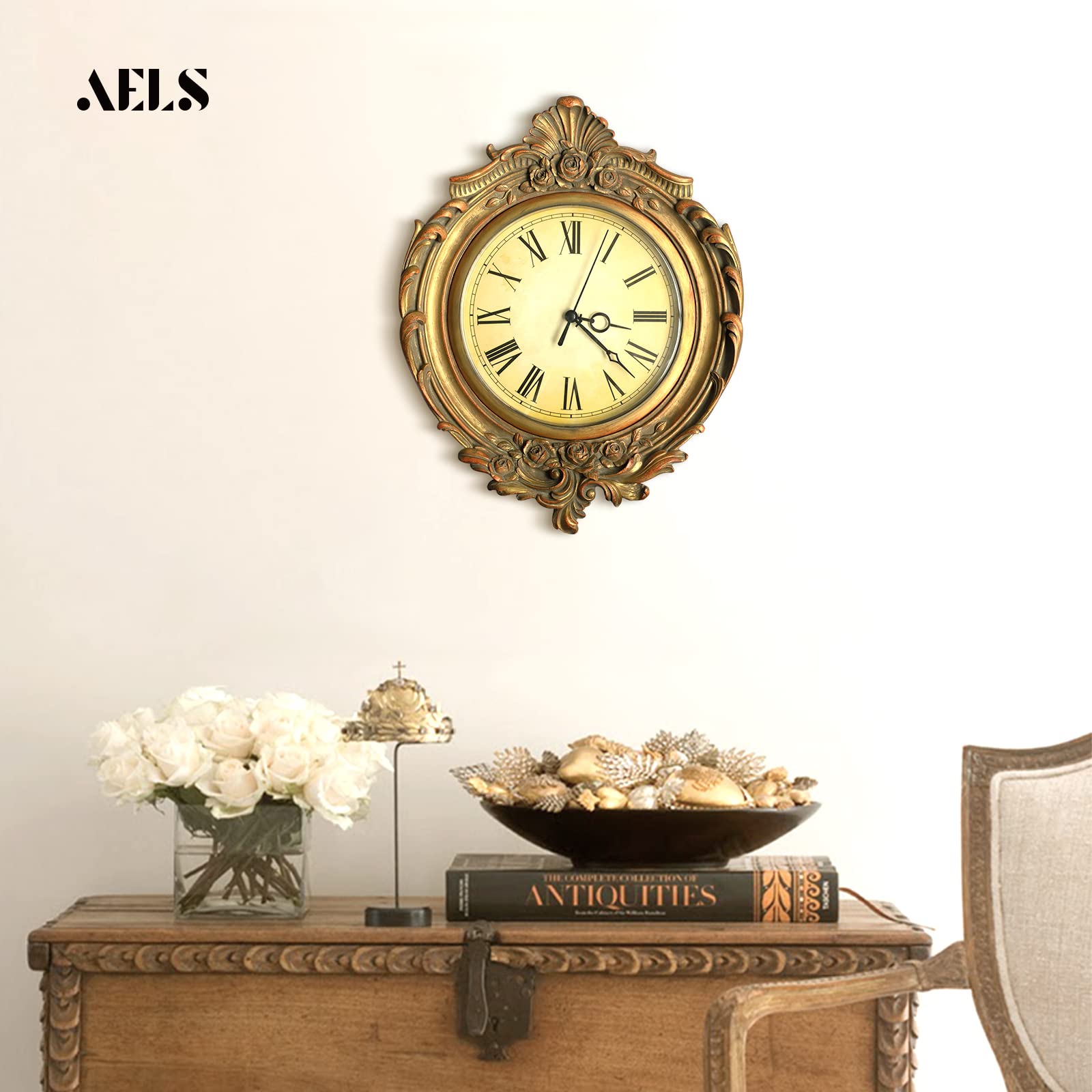 AELS 13x11 Inch Vintage Wall Clock, European Style Decorative