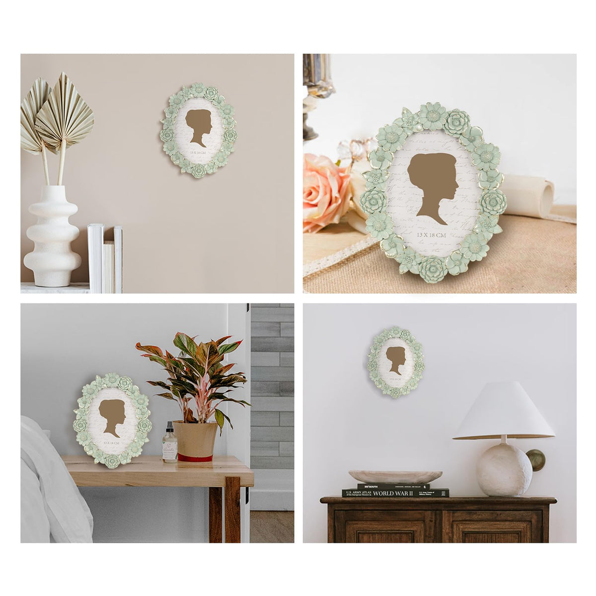 AELS 4x6 Inch Vintage Picture Frame, Elegant Antique Oval Photo Frames with Glass Front, Photo Display, Tabletop Wall Hanging, Gift Ideas, Gold Flower