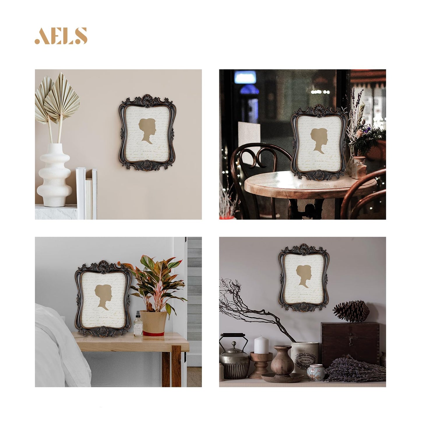 AELS 5x7 Inch Vintage Picture Frame, Elegant Antique Photo Frames with Glass Front, Photo Display, Tabletop Wall Hanging, Gift Ideas