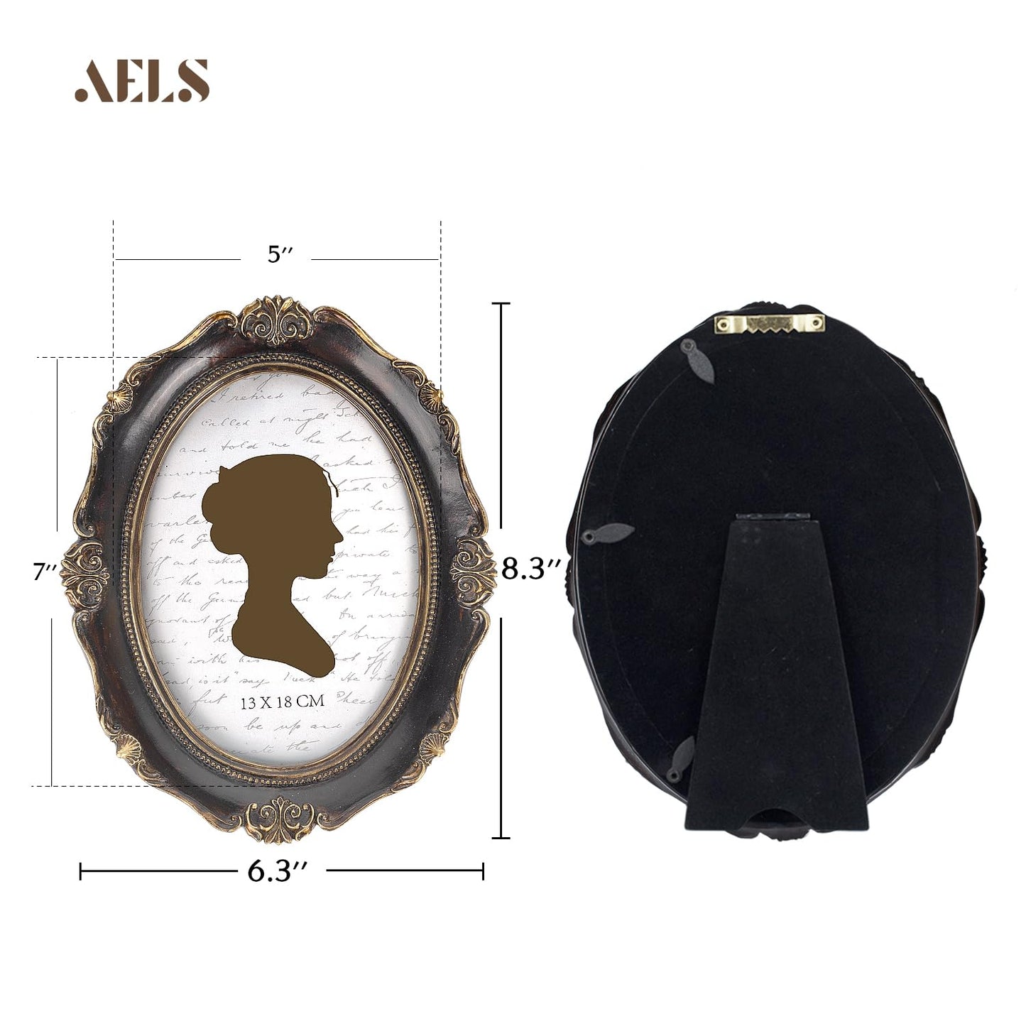AELS 4x6 Inch Vintage Picture Frame, Elegant Antique Photo Frames with Glass Front, Photo Display, Tabletop Wall Hanging, Gift Ideas, Oval