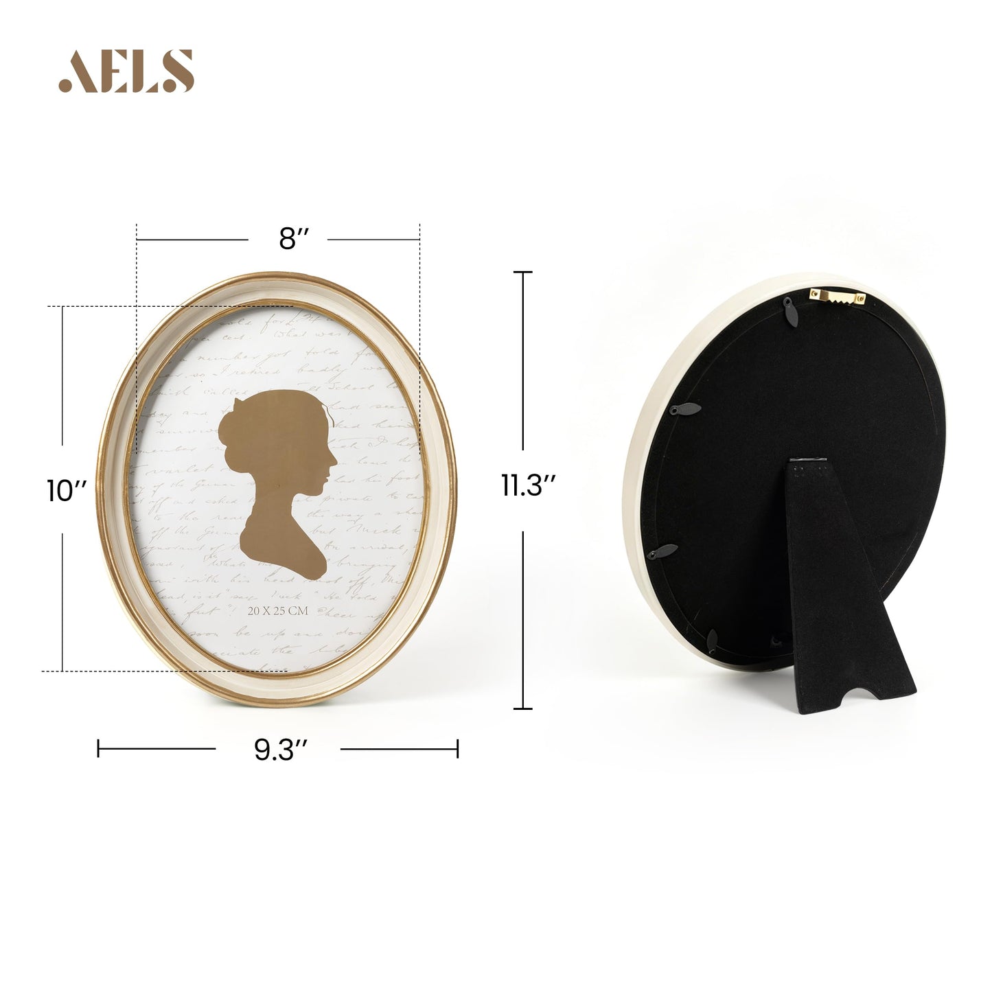 AELS 2.5x3.5 Inch Small Wallet Size Vintage Picture Frame, Elegant Antique Mini Photo Frames with Glass Front, Photo Display, Tabletop Wall Hanging, Gift Ideas, Black Oval with Gold Trim