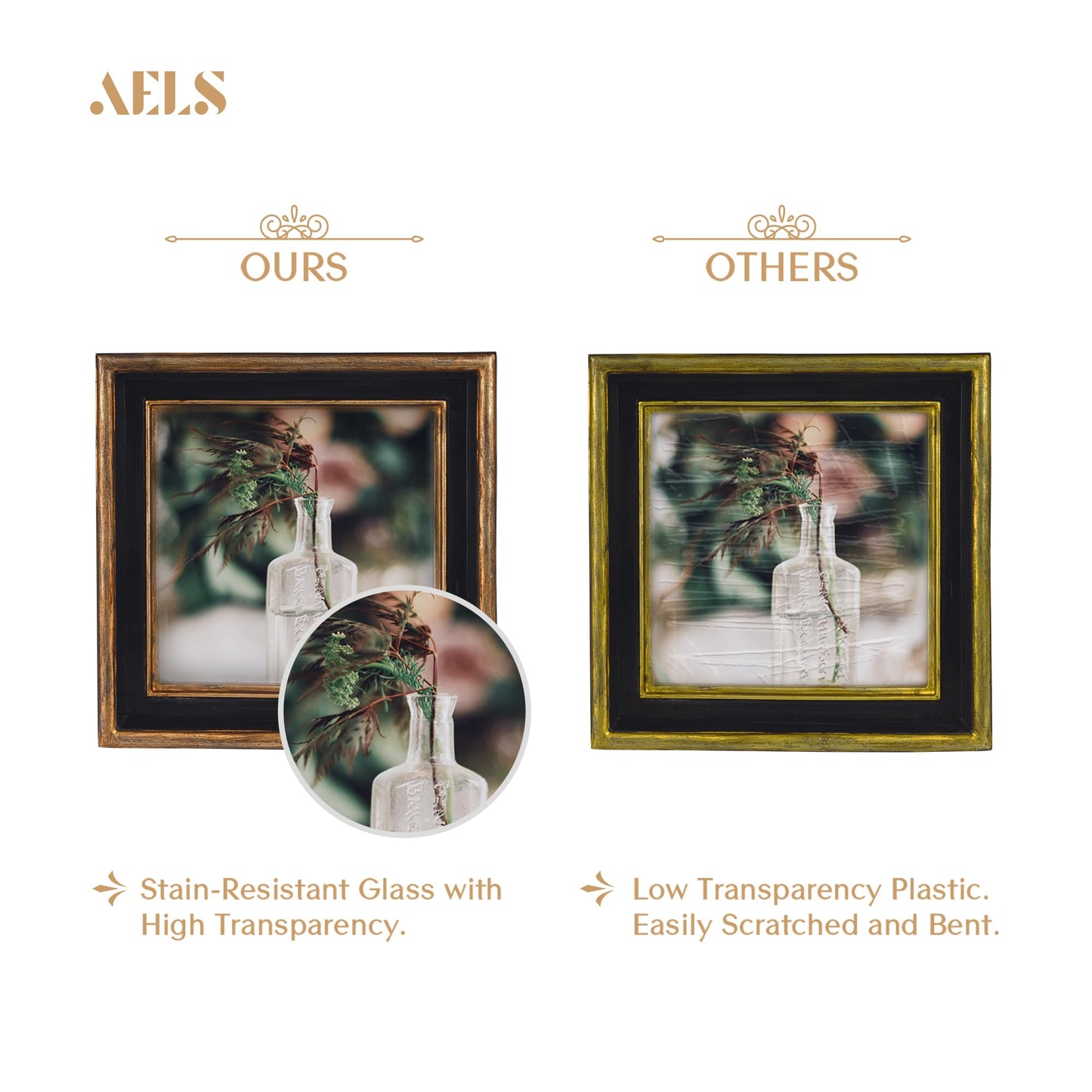 AELS 8x10 Inch Vintage Picture Frame, Elegant Antique Photo Frames with Glass Front, Photo Display, Tabletop Wall Hanging, Gift Ideas, Teal Blue with Gold Trim