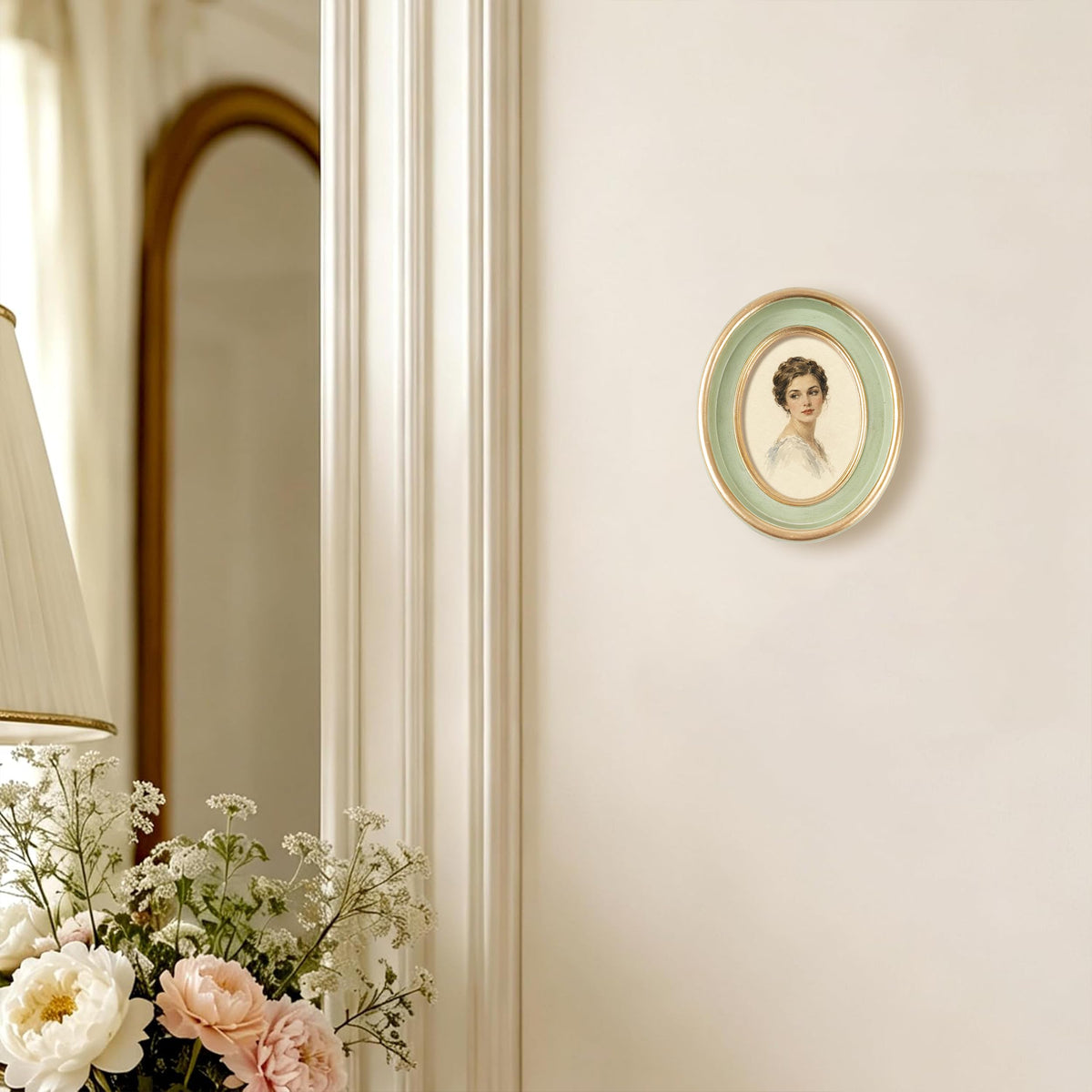 AELS 4x6 Inch Vintage Picture Frame, Elegant Antique Photo Frames with Glass Front, Photo Display, Tabletop Wall Hanging, Gift Ideas, Black Oval with Gold Trim