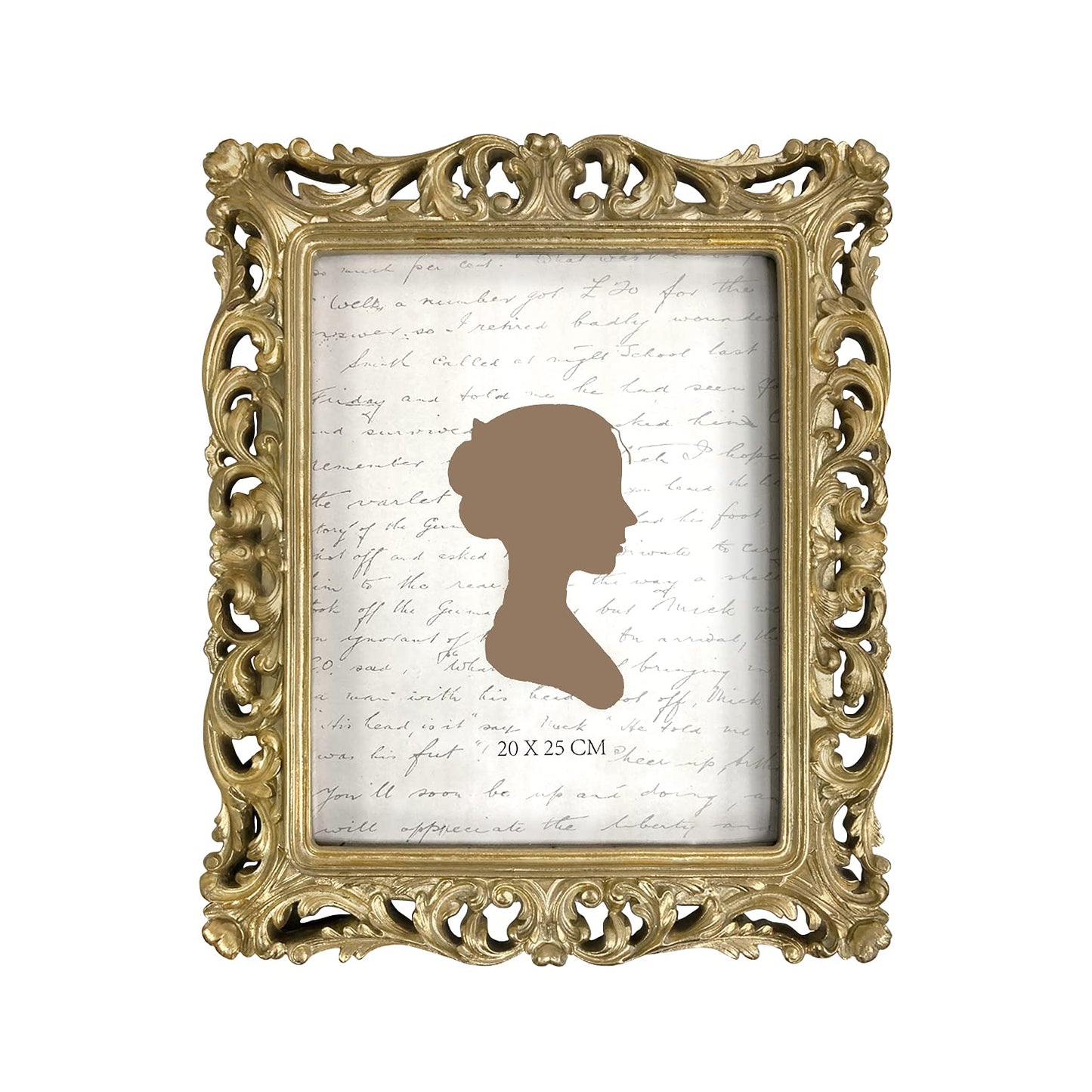 AELS 8x10 Inch Vintage Picture Frame, Elegant Antique Photo Frames with Glass Front, Photo Display, Tabletop Wall Hanging, Gift Ideas, Silver-gold Hollow Pattern