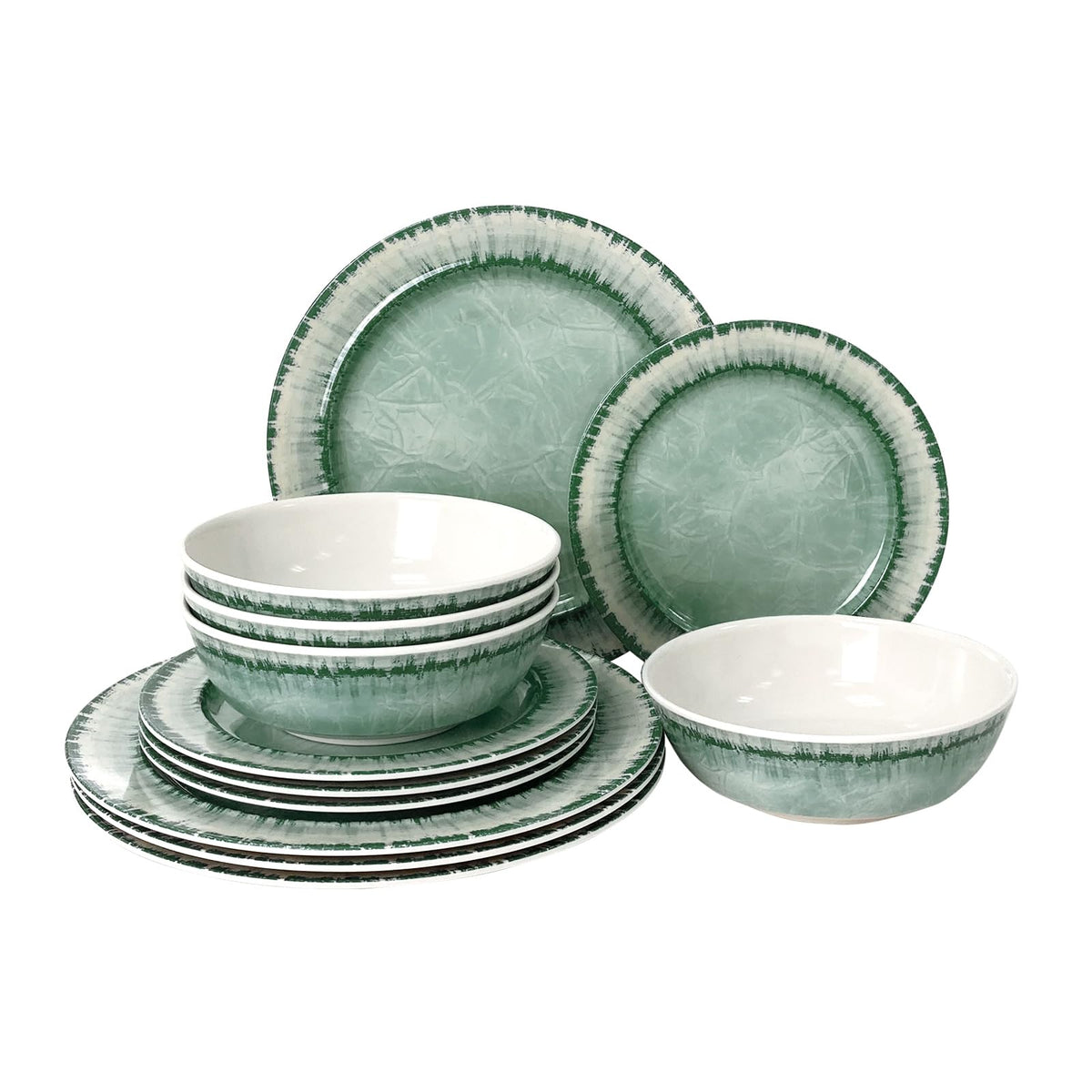 AELS Melamine Dinnerware Set of 18 Pcs Dinner Dishes Set, Lightweight Unbreakable for Indoor and Outdoor Use, BPA Free, Dishwasher Safe, Light Blue