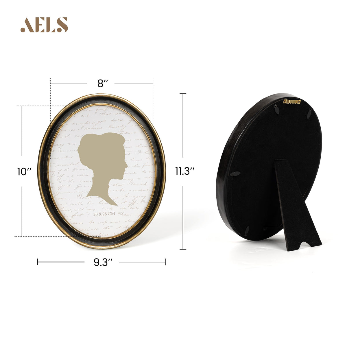 AELS 4x6 Inch Vintage Picture Frame, Elegant Antique Photo Frames with Glass Front, Photo Display, Tabletop Wall Hanging, Gift Ideas, Black Oval with Gold Trim