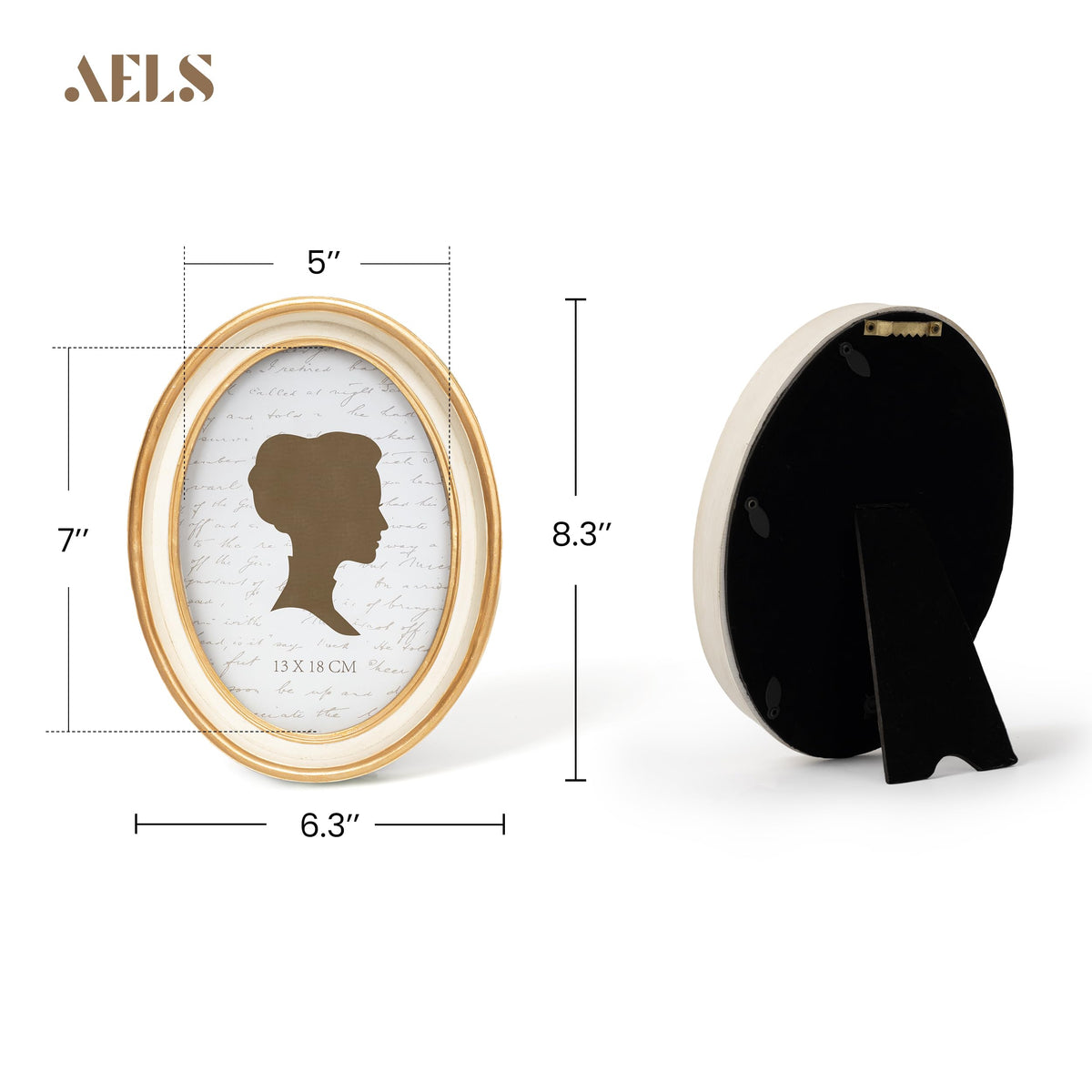 AELS 4x6 Inch Vintage Picture Frame, Elegant Antique Photo Frames with Glass Front, Photo Display, Tabletop Wall Hanging, Gift Ideas, Black Oval with Gold Trim
