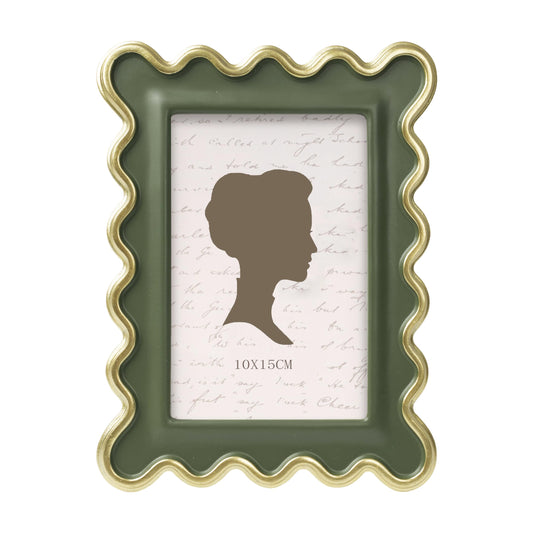 AELS 4x6 Inch Vintage Scalloped Picture Frame, Mid Century Modern Antique Photo Frames with Glass Front, Photo Display, Tabletop Wall Hanging, Gift Ideas, Dark Walnut