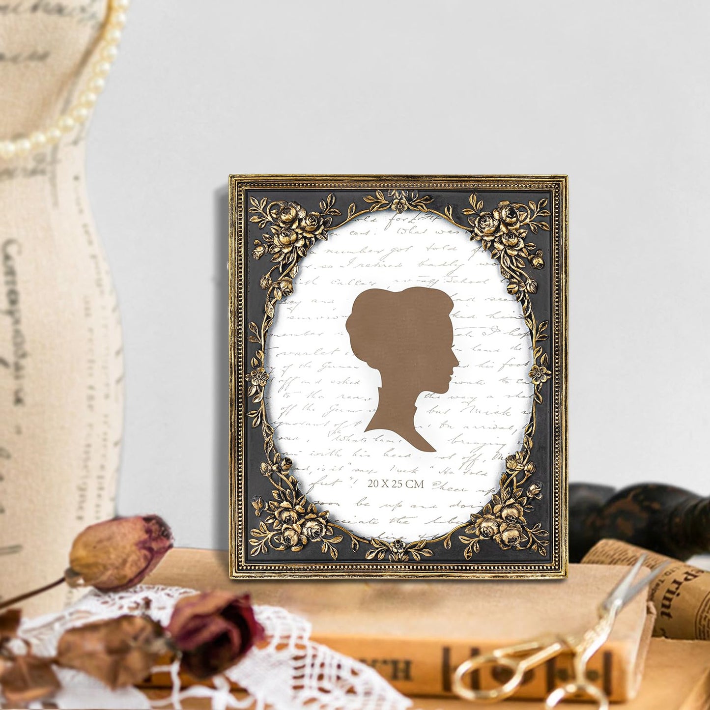 AELS 4x6 Inch Vintage Black Picture Frame, Elegant Antique Photo Frames with Glass Front, Photo Display, Tabletop Wall Hanging, Gift Ideas, Gold and Black