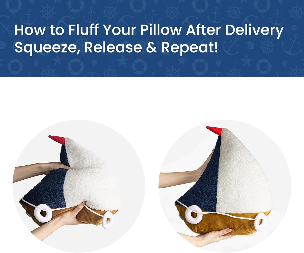 AELS Sailboat & Lifebuoy Nautical Throw Pillows Set of 2, Coastal Decor for Beach Enthusiasts Beach House, Ideal for Sofa Couch Living Room Bedroom and Nursery, Navy Blue and White